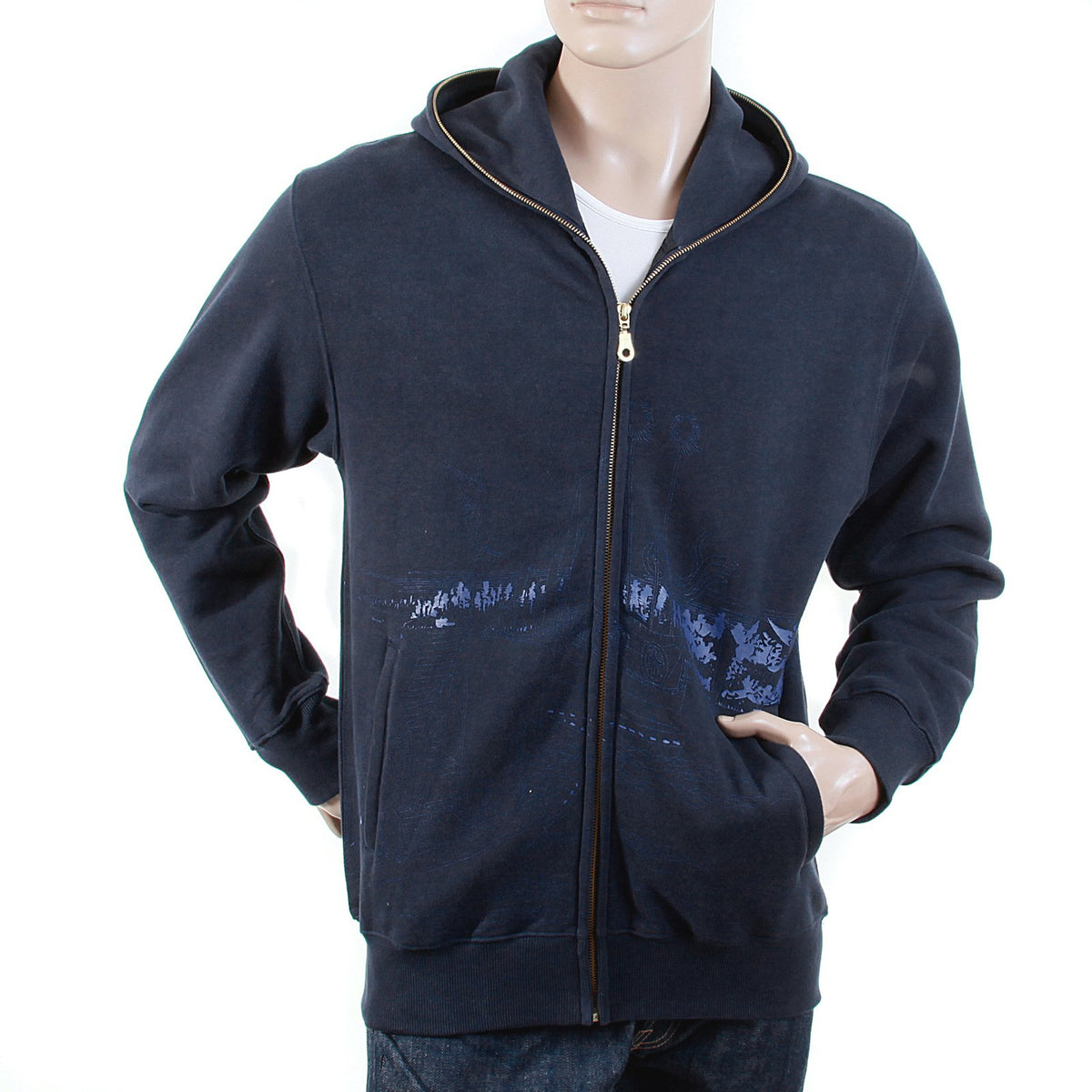 RMC MARTIN KSOHOH REGULAR FIT NAVY RJK141162 TOYO STORY BRIDGE HOODED SWEATSHIRT FOR MEN REDM1069