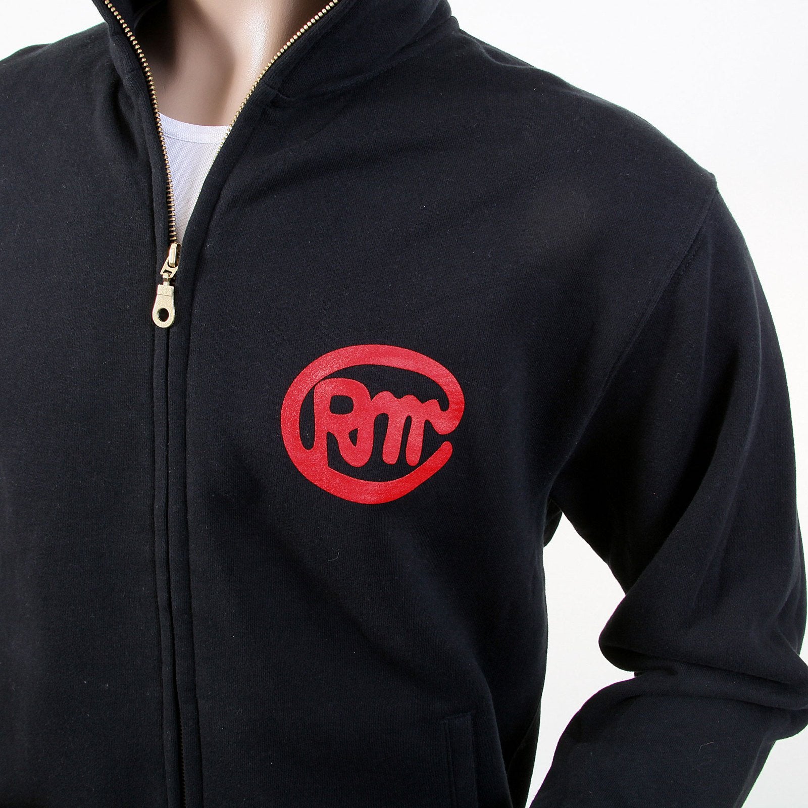 RMC MARTIN KSOHOH MENS RJK141160 REGULAR FIT ZIPPED FRONT UNTUNK PRINT HOODED SWEATSHIRT IN BLACK REDM1037