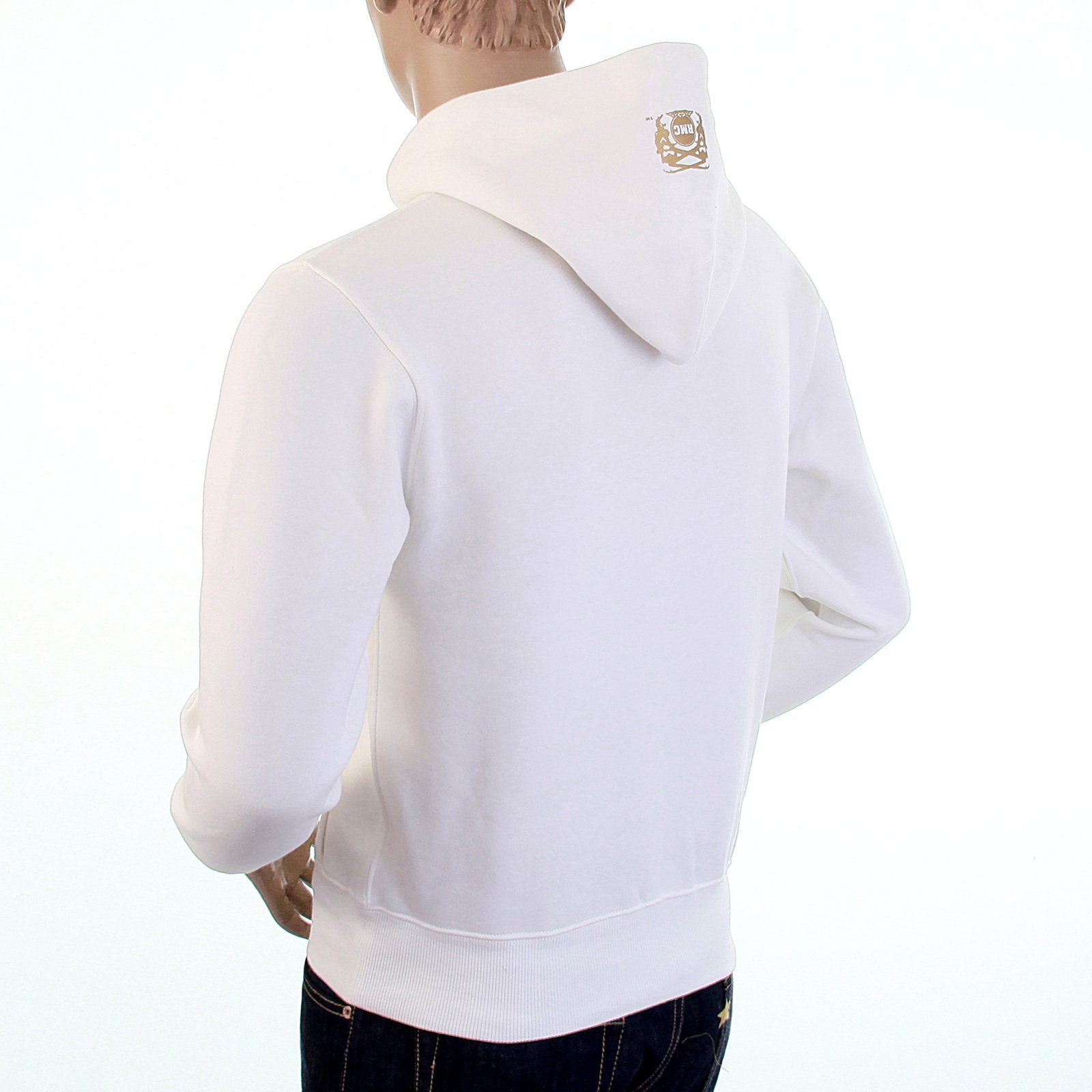 RMC MARTIN KSOHOH LARGE FITTING FREEDOM CRANE RWC141264 WHITE HOODED SWEATSHIRT WITH NAVY CRANE PRINT REDM1026