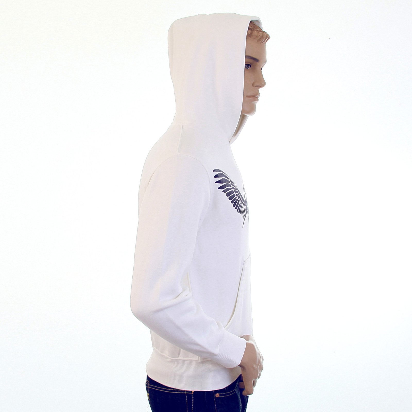 RMC MARTIN KSOHOH LARGE FITTING FREEDOM CRANE RWC141264 WHITE HOODED SWEATSHIRT WITH NAVY CRANE PRINT REDM1026