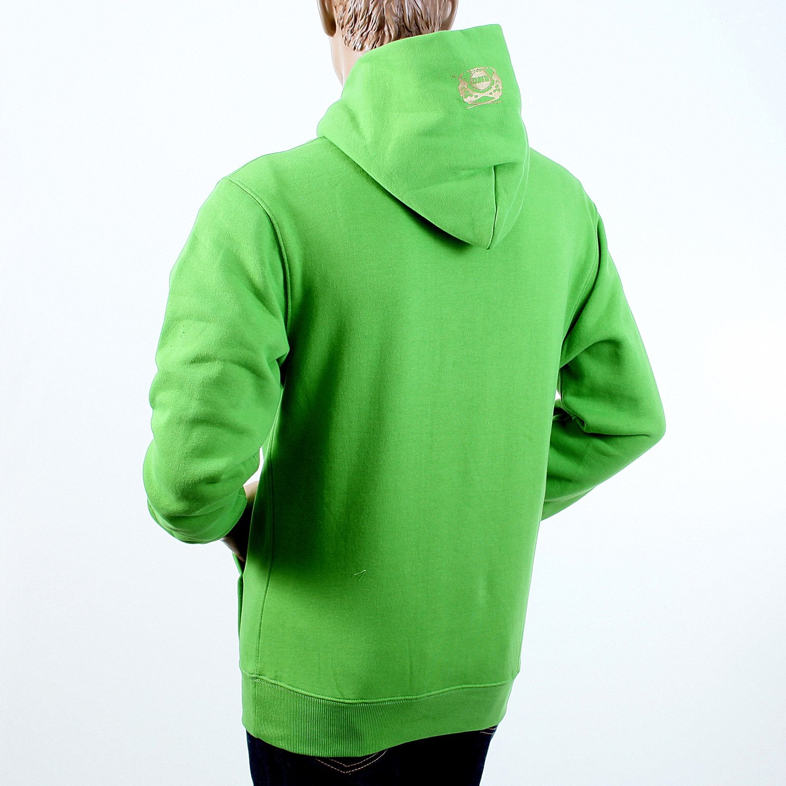 RMC MARTIN KSOHOH RWC141264 LIME GREEN LONG SLEEVE LARGE FITTING HOODED SWEATSHIRT WITH FREEDOM CRANE PRINT IN YELLOW RE