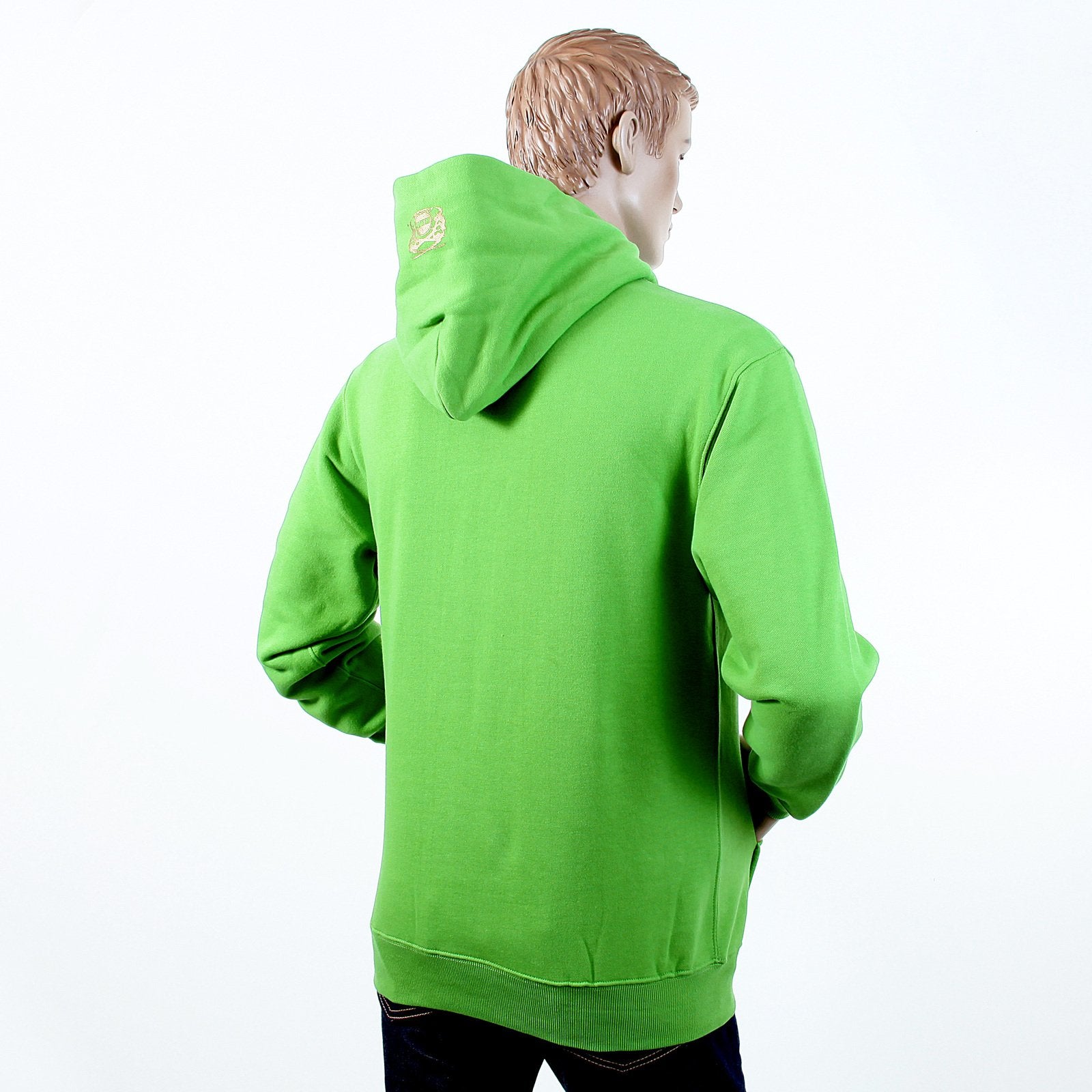 RMC MARTIN KSOHOH RWC141264 LIME GREEN LONG SLEEVE LARGE FITTING HOODED SWEATSHIRT WITH FREEDOM CRANE PRINT IN YELLOW RE