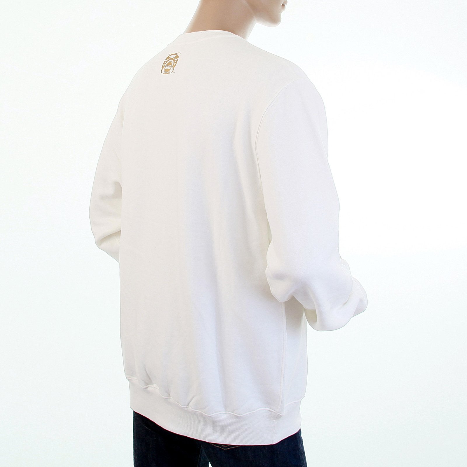 RMC JEANS RWC141262 NAVY FREEDOM CRANE PRINTED MENS LONG SLEEVED CREW NECK WHITE SWEATSHIRT WITH LARGE FITTING REDM1029