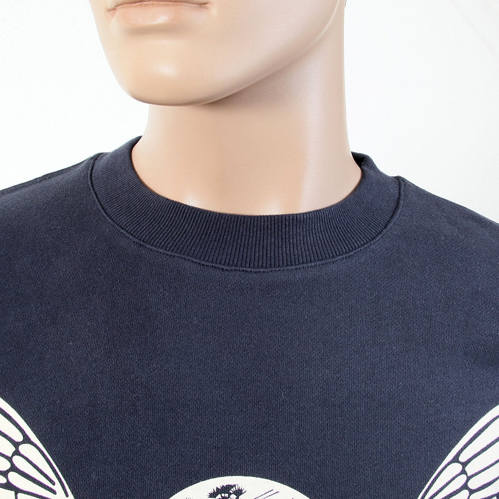 RMC JEANS RWC141262 MENS NAVY LONG SLEEVED CREW NECK SWEATSHIRT WITH ECRU FREEDOM CRANE PRINT REDM1028