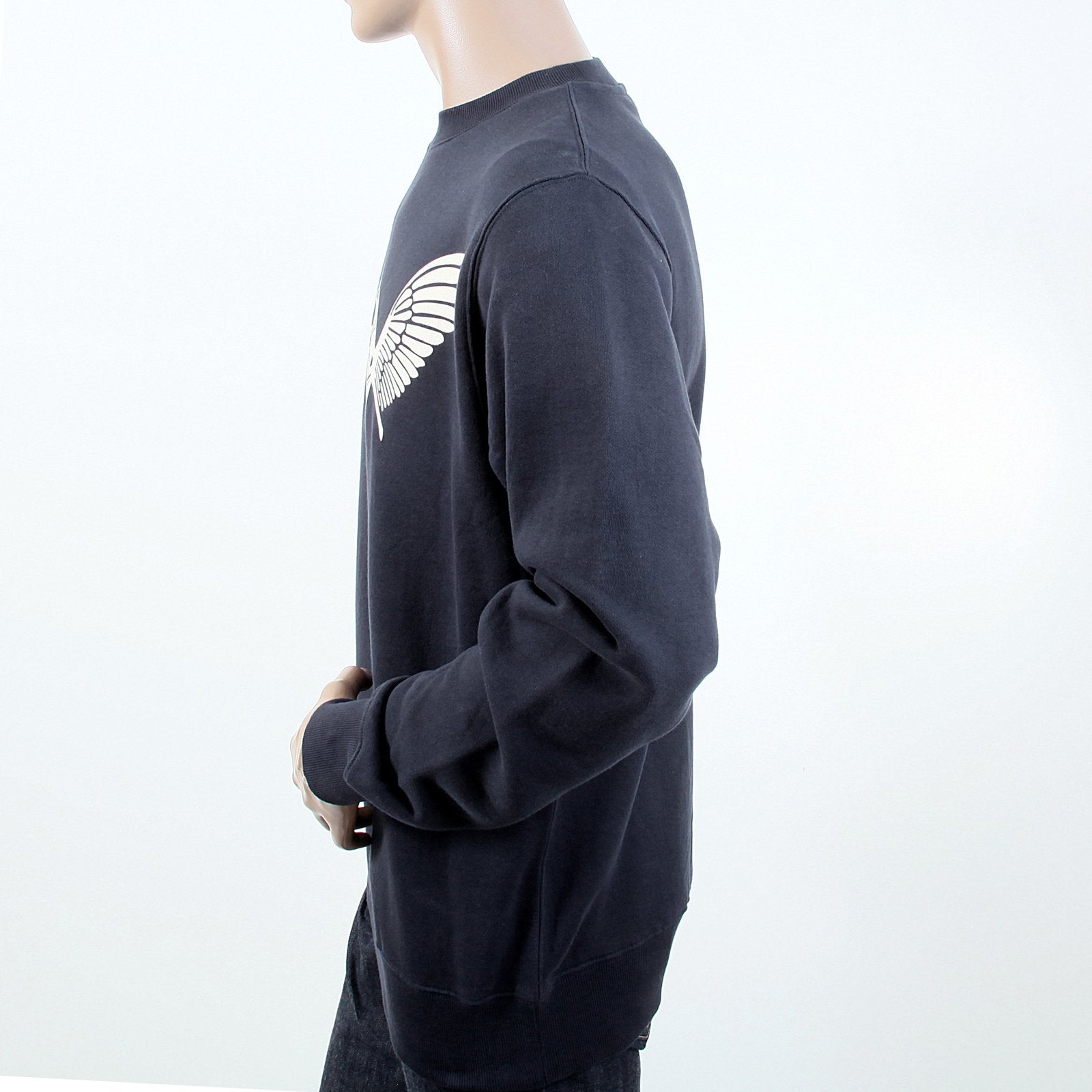 RMC JEANS RWC141262 MENS NAVY LONG SLEEVED CREW NECK SWEATSHIRT WITH ECRU FREEDOM CRANE PRINT REDM1028