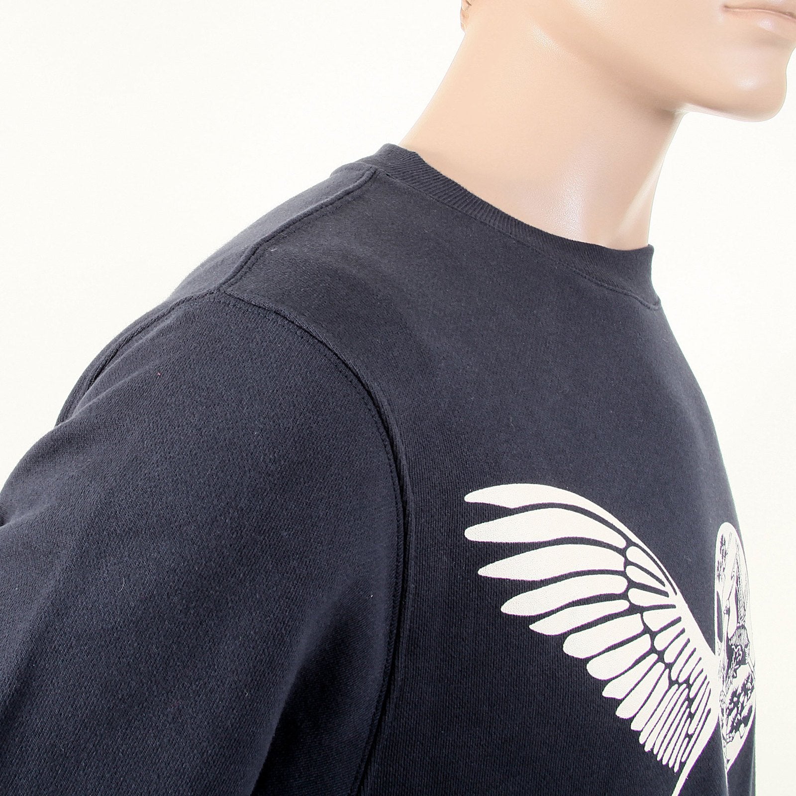 RMC JEANS RWC141262 MENS NAVY LONG SLEEVED CREW NECK SWEATSHIRT WITH ECRU FREEDOM CRANE PRINT REDM1028