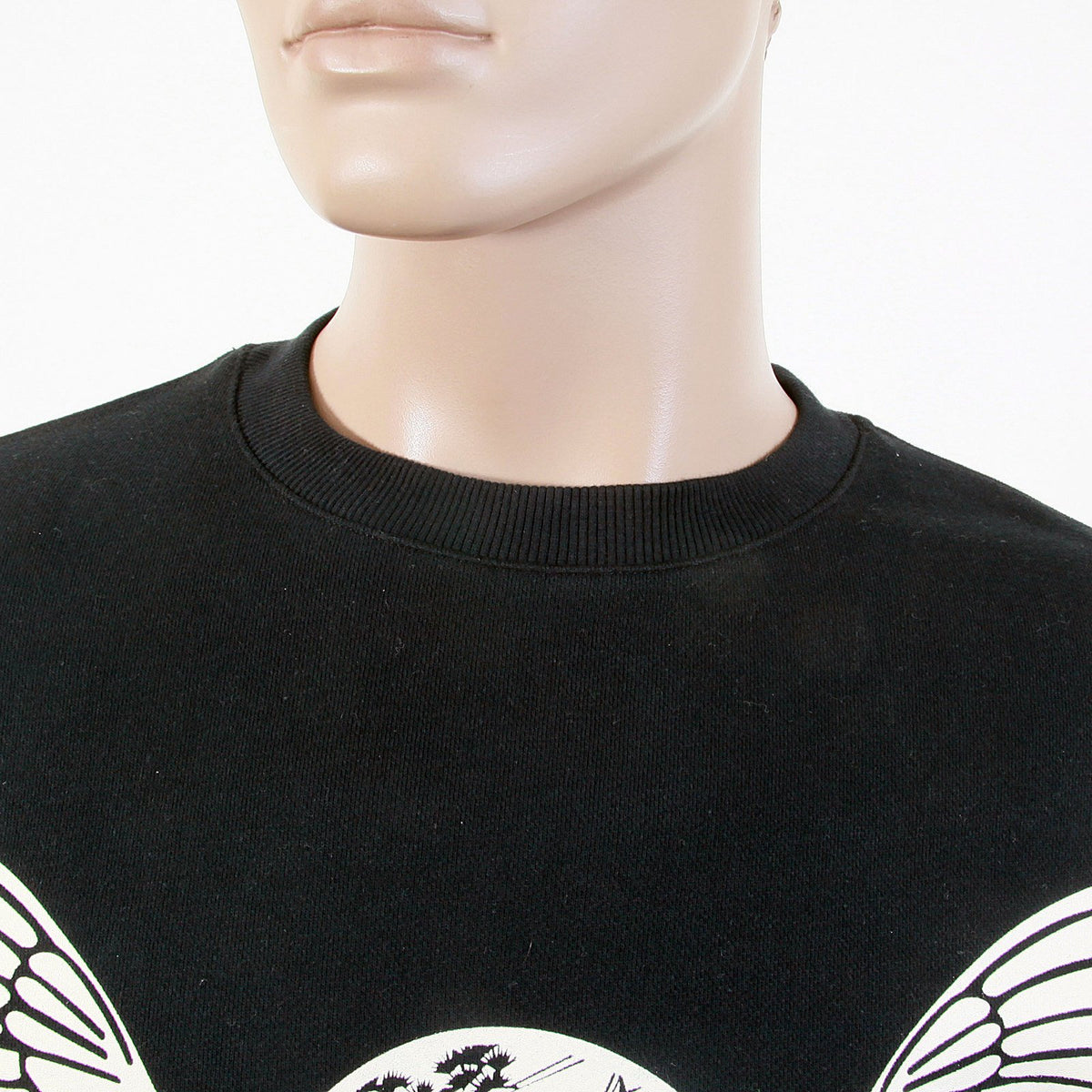 RMC JEANS LARGE FITTING LONG SLEEVED RWC141264 BLACK HOODED SWEATSHIRT WITH FREEDOM CRANE PRINTED IN ECRU REDM1027