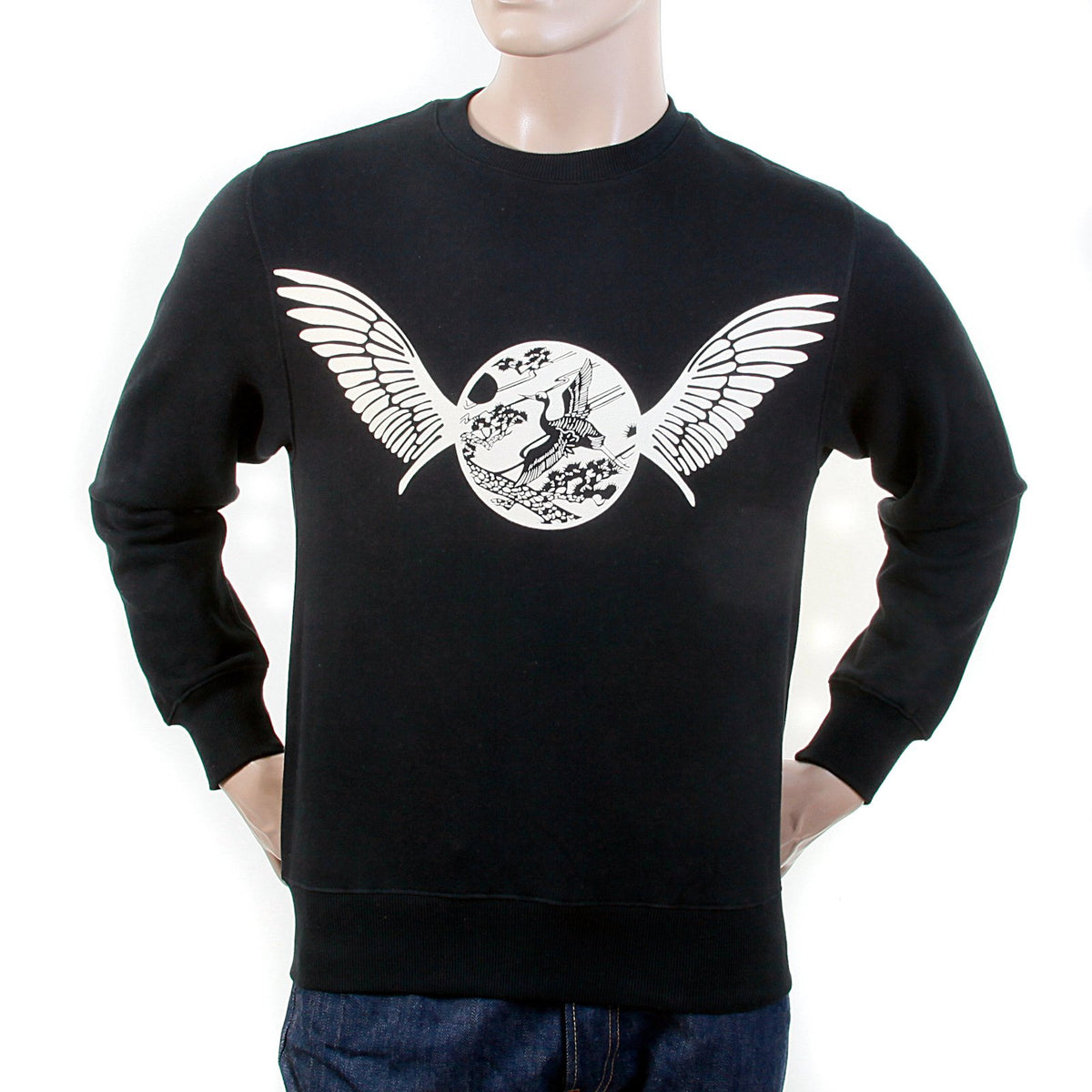 RMC MARTIN KSOHOH MENS BLACK CREW NECK RWC141262 LONG SLEEVE FREEDOM CRANE LARGE FIT SWEATSHIRT REDM1030