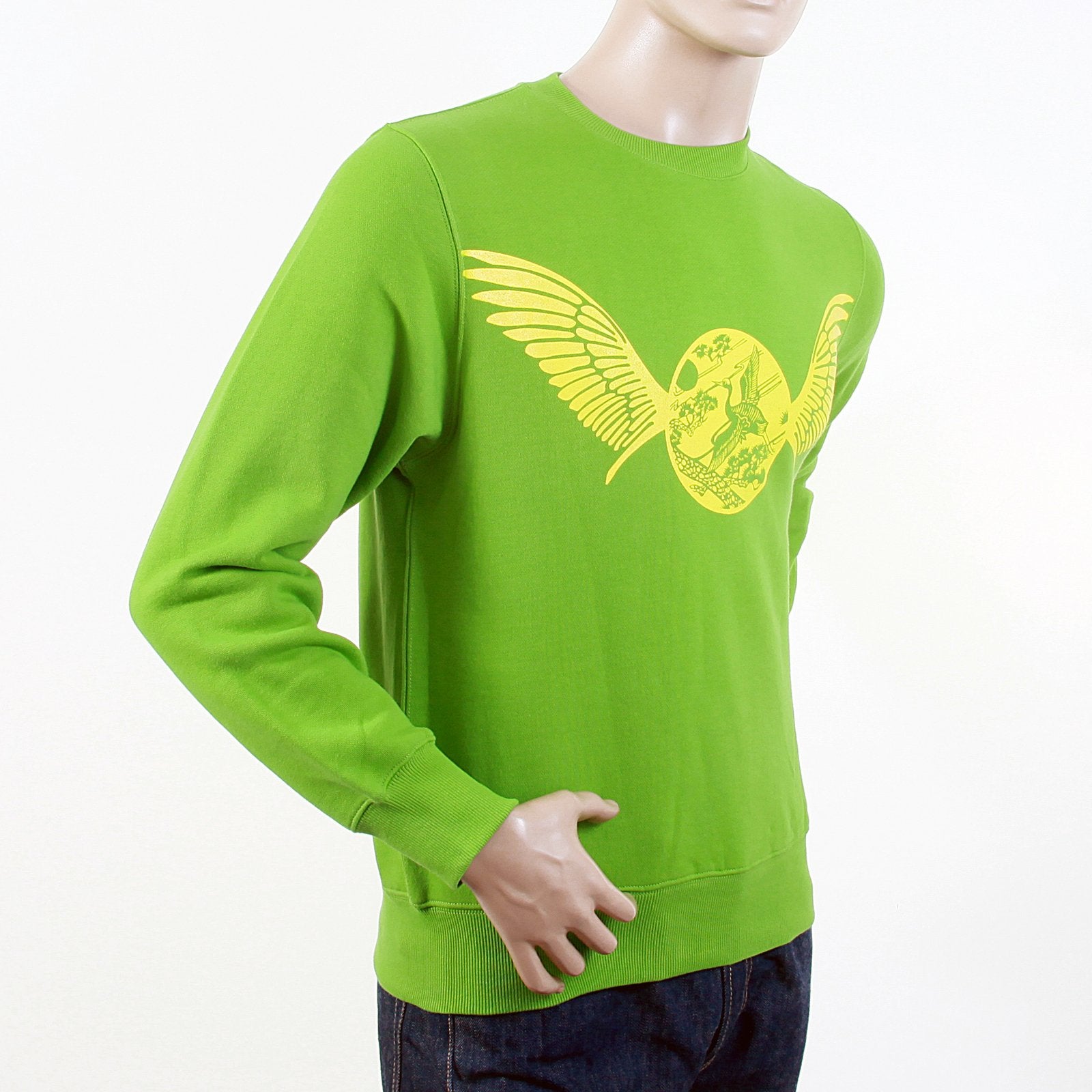 RMC JEANS MENS FREEDOM CRANE RWC141262 CREW NECK LARGE FIT COTTON LIME GREEN SWEATSHIRT REDM1032