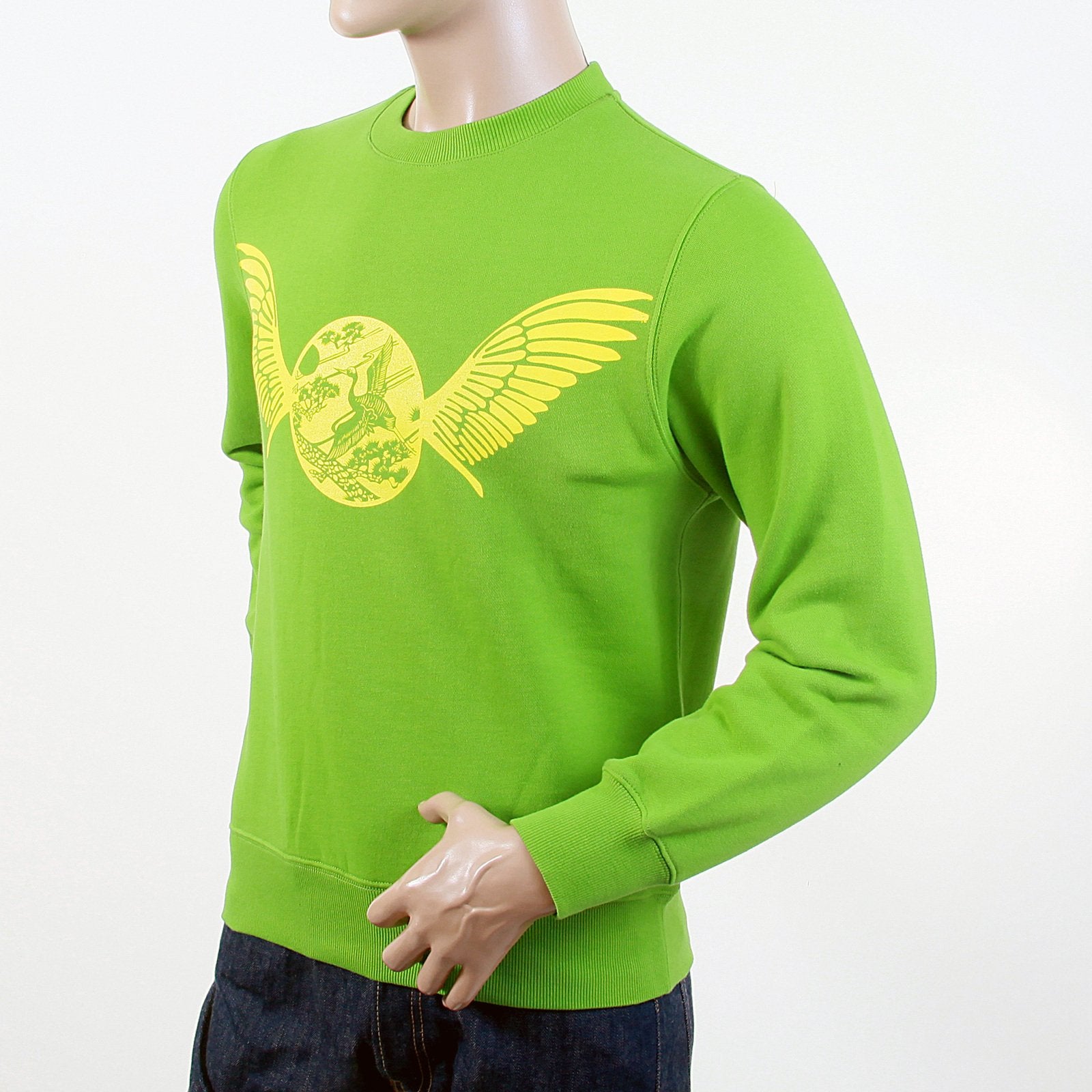 RMC JEANS MENS FREEDOM CRANE RWC141262 CREW NECK LARGE FIT COTTON LIME GREEN SWEATSHIRT REDM1032