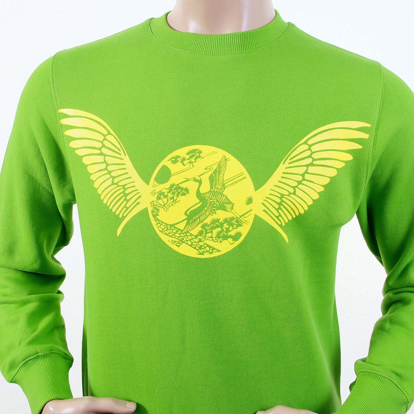 RMC JEANS MENS FREEDOM CRANE RWC141262 CREW NECK LARGE FIT COTTON LIME GREEN SWEATSHIRT REDM1032