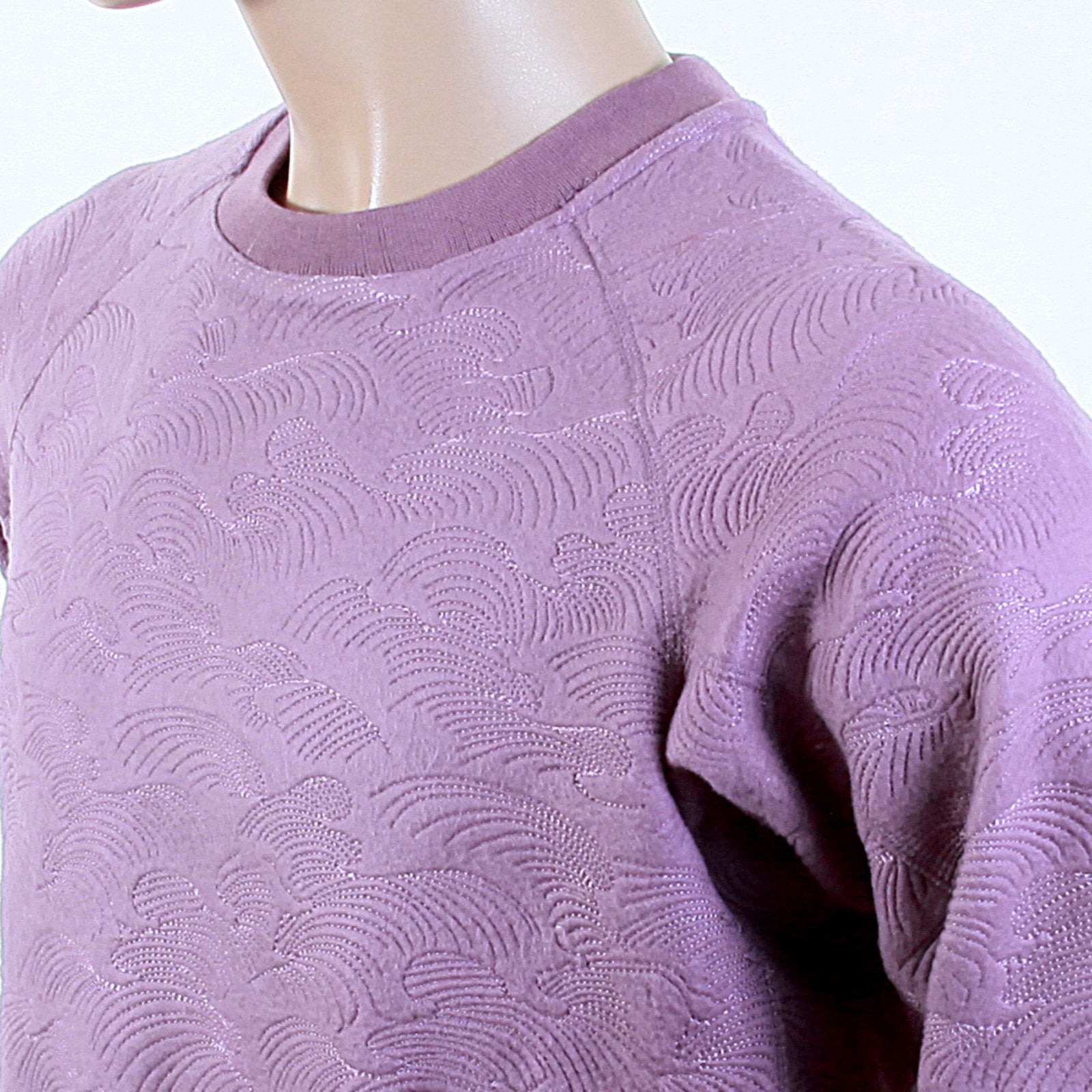 RMC JEANS R6WHTSUNAMIE MENS LARGE FITTING CREW NECK TSUNAMI WAVE LILAC COTTON SWEATSHIRT REDM1056