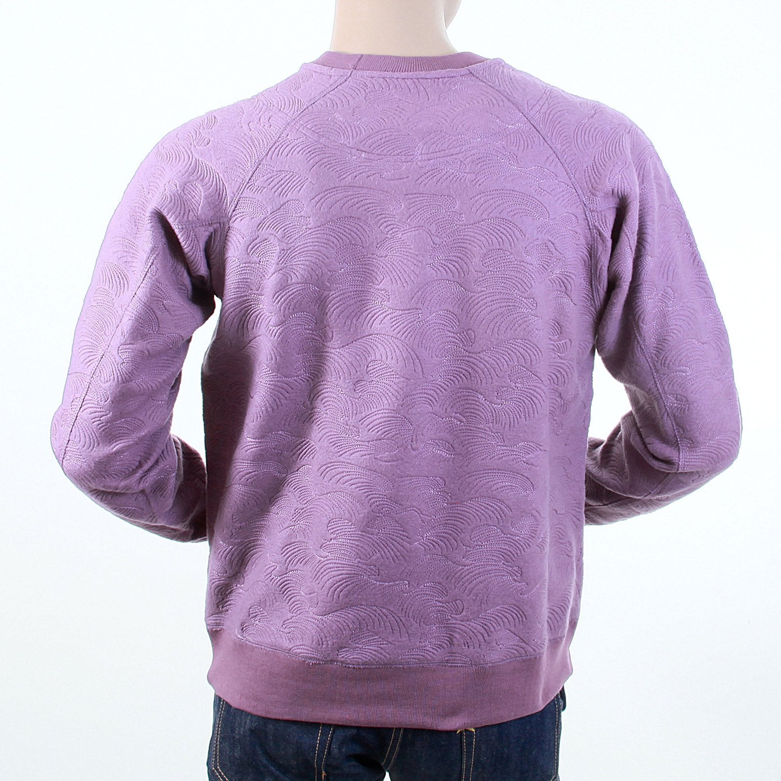 RMC JEANS R6WHTSUNAMIE MENS LARGE FITTING CREW NECK TSUNAMI WAVE LILAC COTTON SWEATSHIRT REDM1056