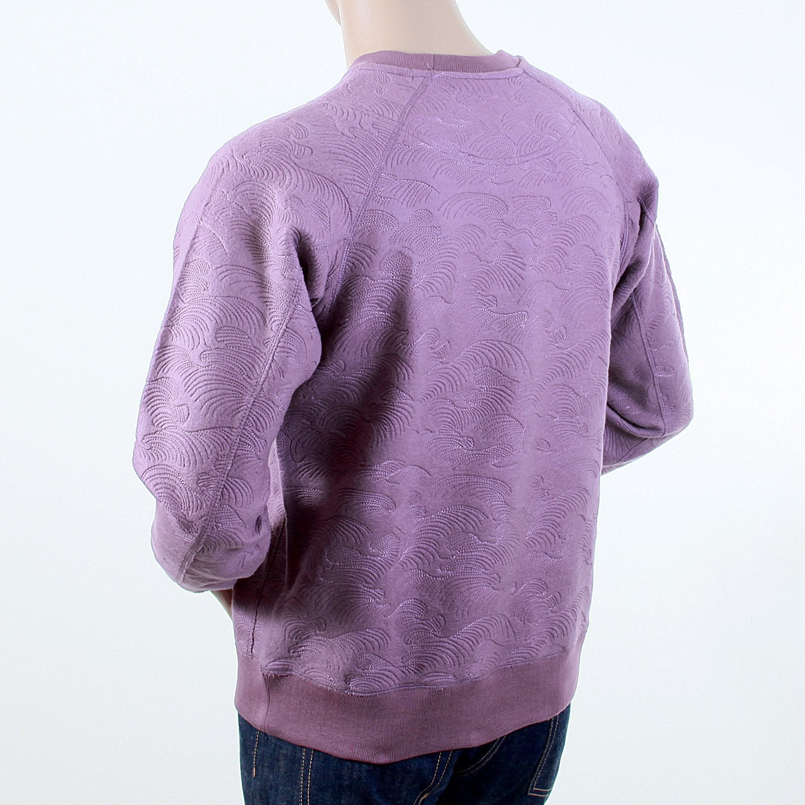 RMC JEANS R6WHTSUNAMIE MENS LARGE FITTING CREW NECK TSUNAMI WAVE LILAC COTTON SWEATSHIRT REDM1056