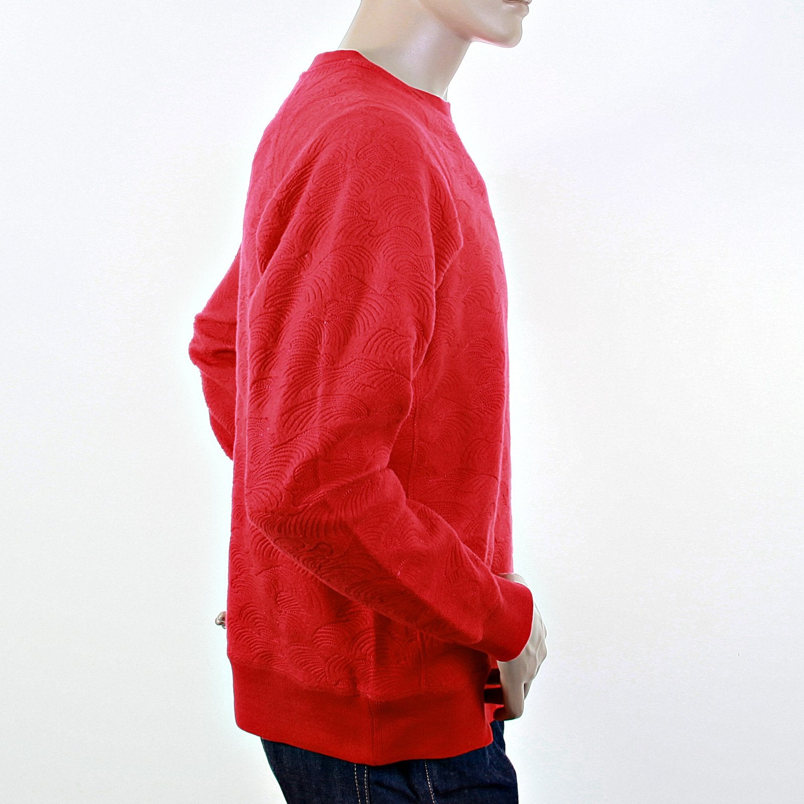 RMC JEANS R6WHTSUNAMIE MENS RAGLAN SLEEVE CREW NECK LARGE FITTING TSUNAMI WAVE RED SWEATSHIRT REDM1054