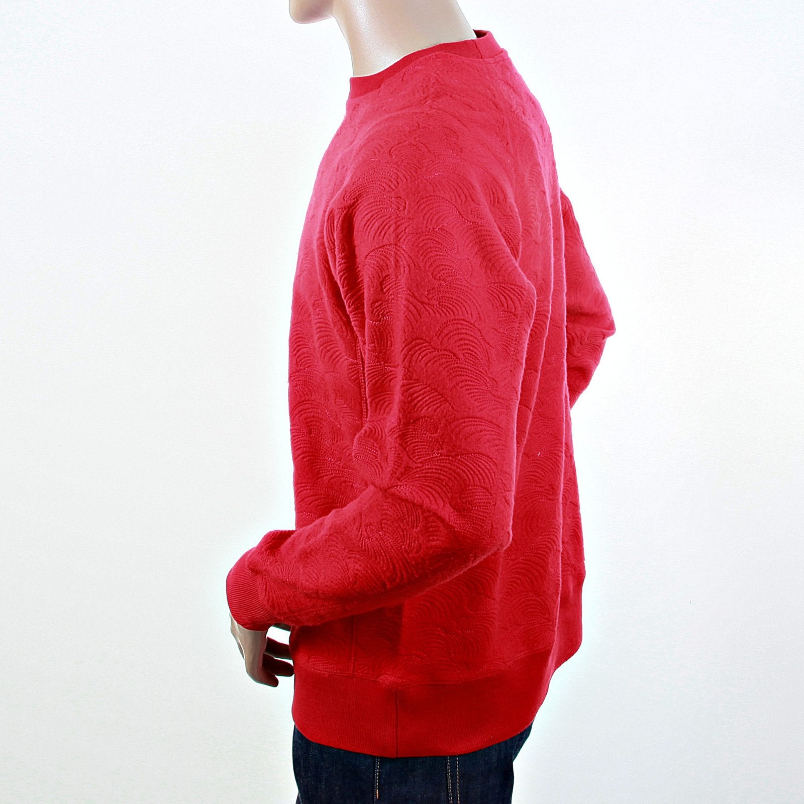 RMC JEANS R6WHTSUNAMIE MENS RAGLAN SLEEVE CREW NECK LARGE FITTING TSUNAMI WAVE RED SWEATSHIRT REDM1054