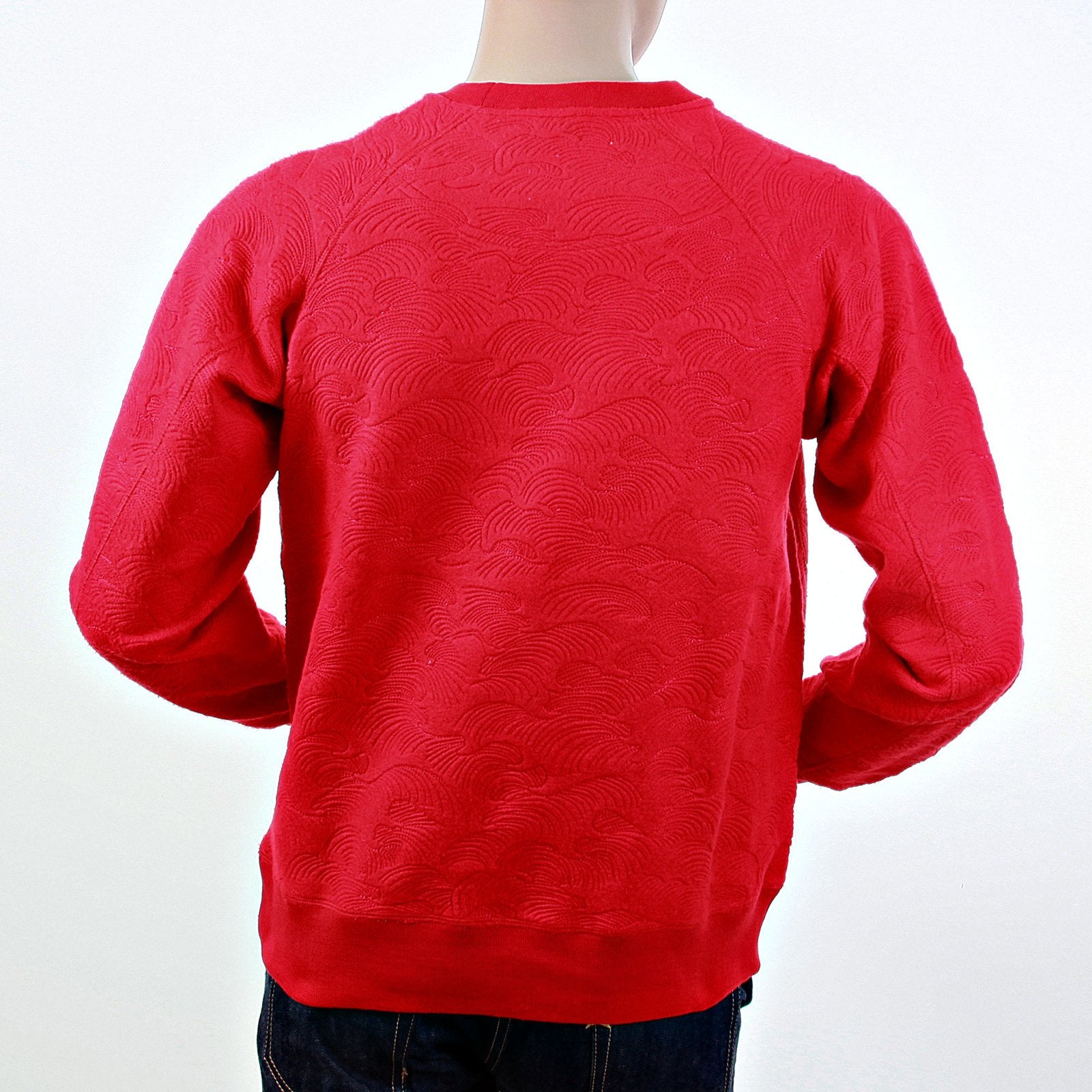 RMC JEANS R6WHTSUNAMIE MENS RAGLAN SLEEVE CREW NECK LARGE FITTING TSUNAMI WAVE RED SWEATSHIRT REDM1054