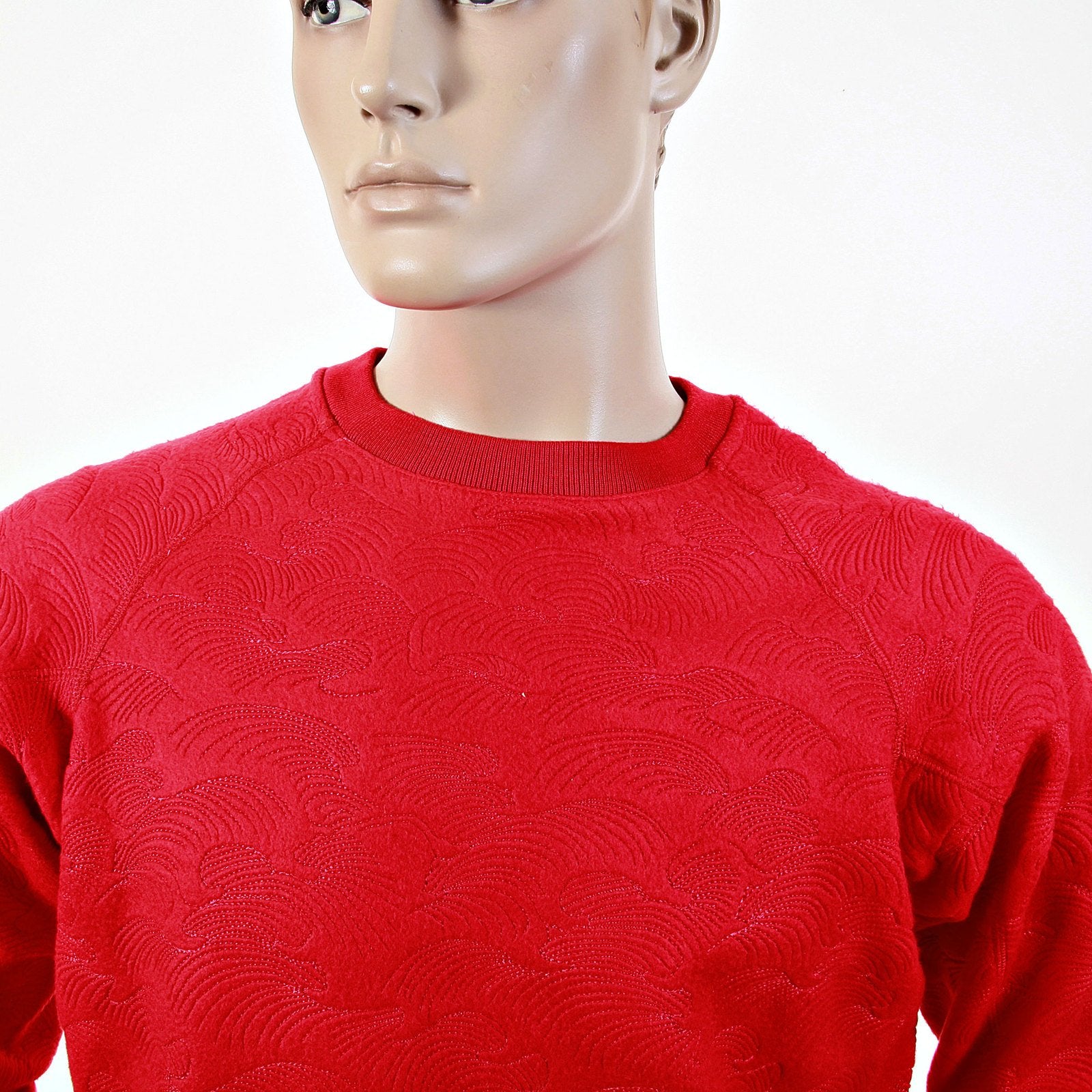 RMC JEANS R6WHTSUNAMIE MENS RAGLAN SLEEVE CREW NECK LARGE FITTING TSUNAMI WAVE RED SWEATSHIRT REDM1054
