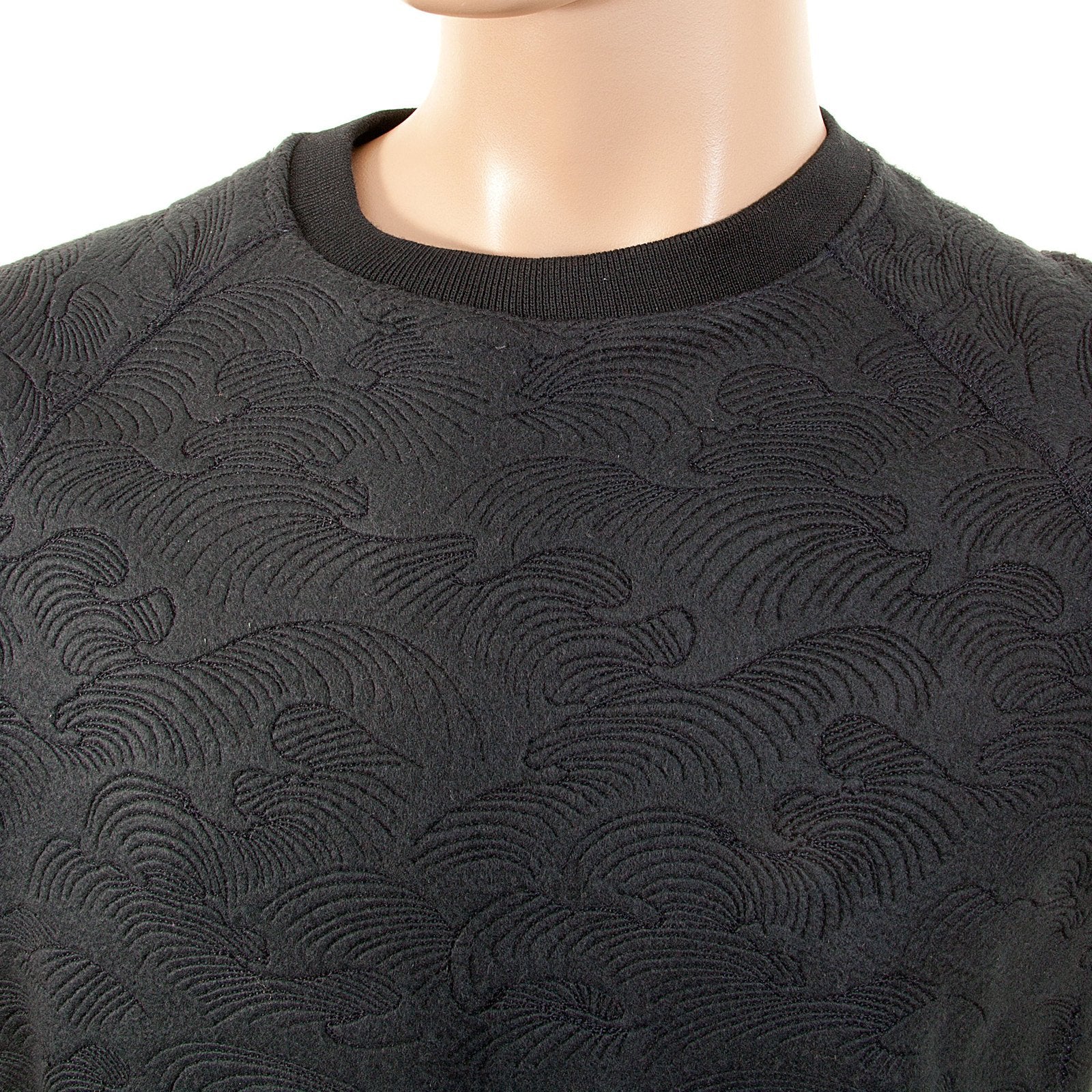 RMC MARTIN KSOHOH R6WHTSUNAMIE CREW NECK BLACK LARGE FIT TSUNAMI WAVE EMBROIDERED SWEATSHIRT FOR MEN REDM1057
