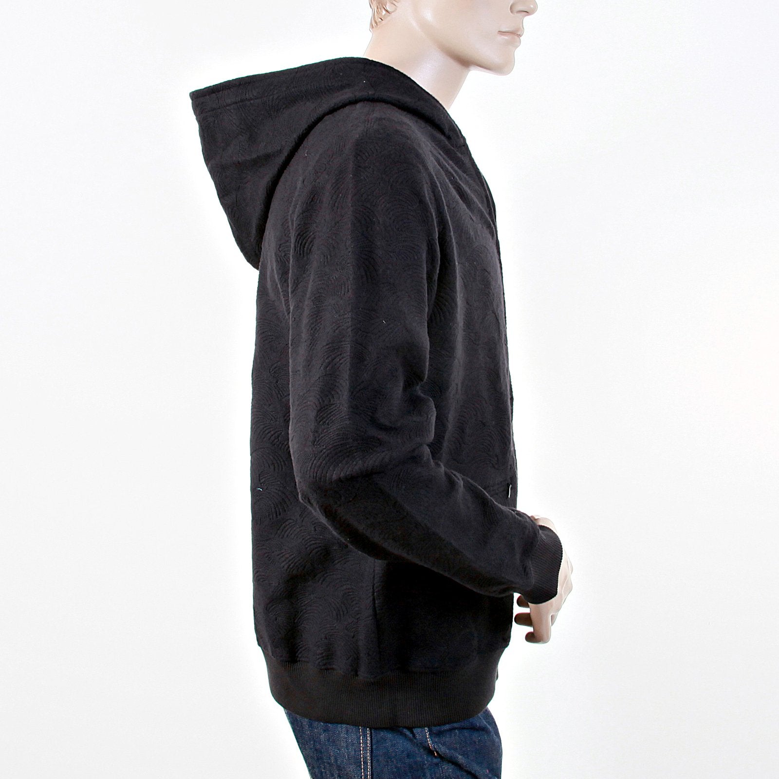 RMC JEANS R6WCTSUNAMIE BLACK LARGE FITTING COTTON ZIPPED TSUNAMI WAVE HOODED SWEATSHIRT REDM1062