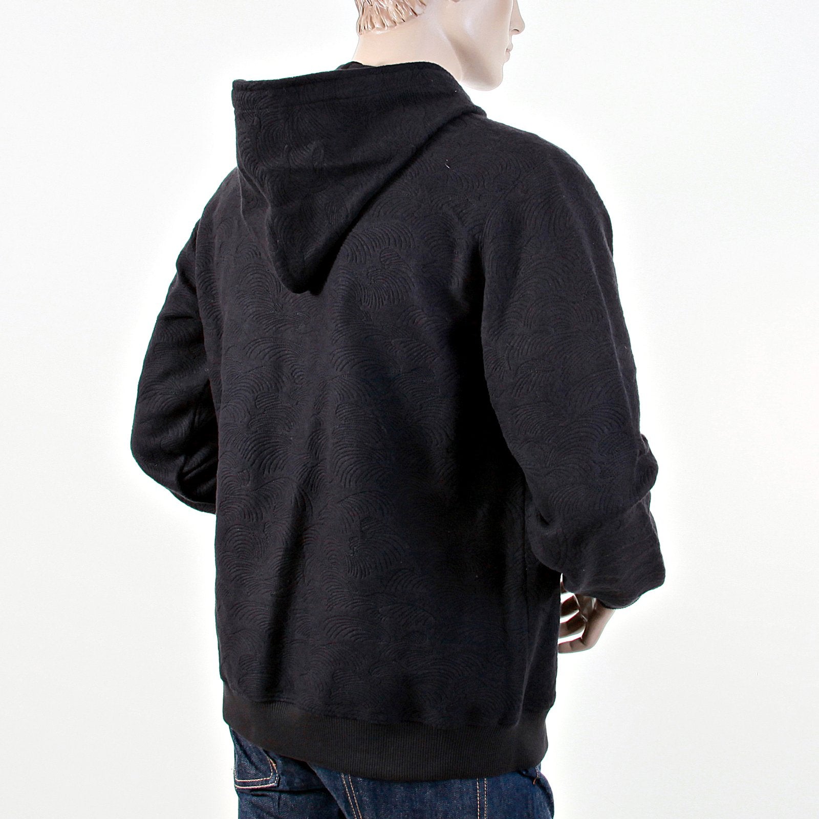 RMC JEANS R6WCTSUNAMIE BLACK LARGE FITTING COTTON ZIPPED TSUNAMI WAVE HOODED SWEATSHIRT REDM1062