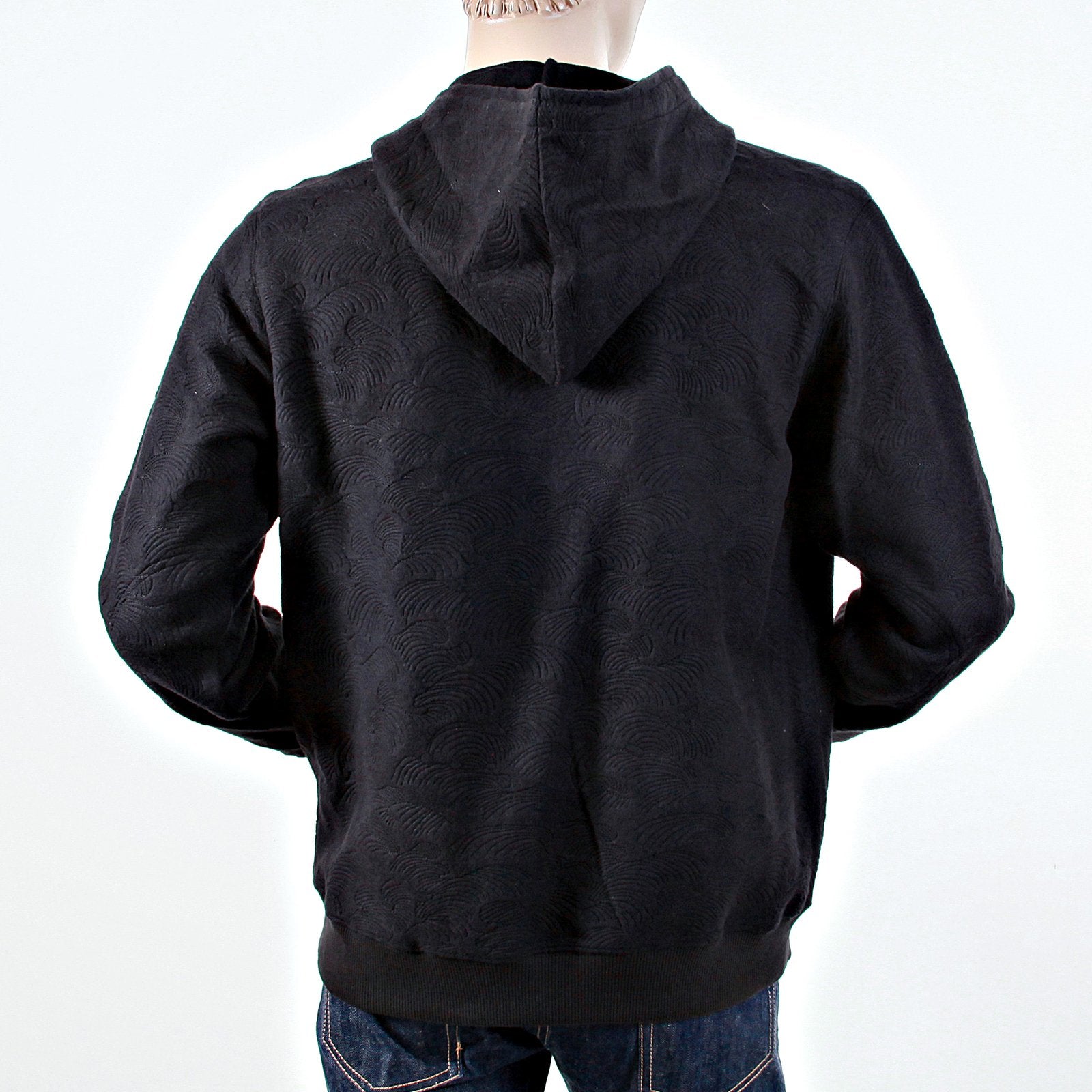RMC JEANS R6WCTSUNAMIE BLACK LARGE FITTING COTTON ZIPPED TSUNAMI WAVE HOODED SWEATSHIRT REDM1062