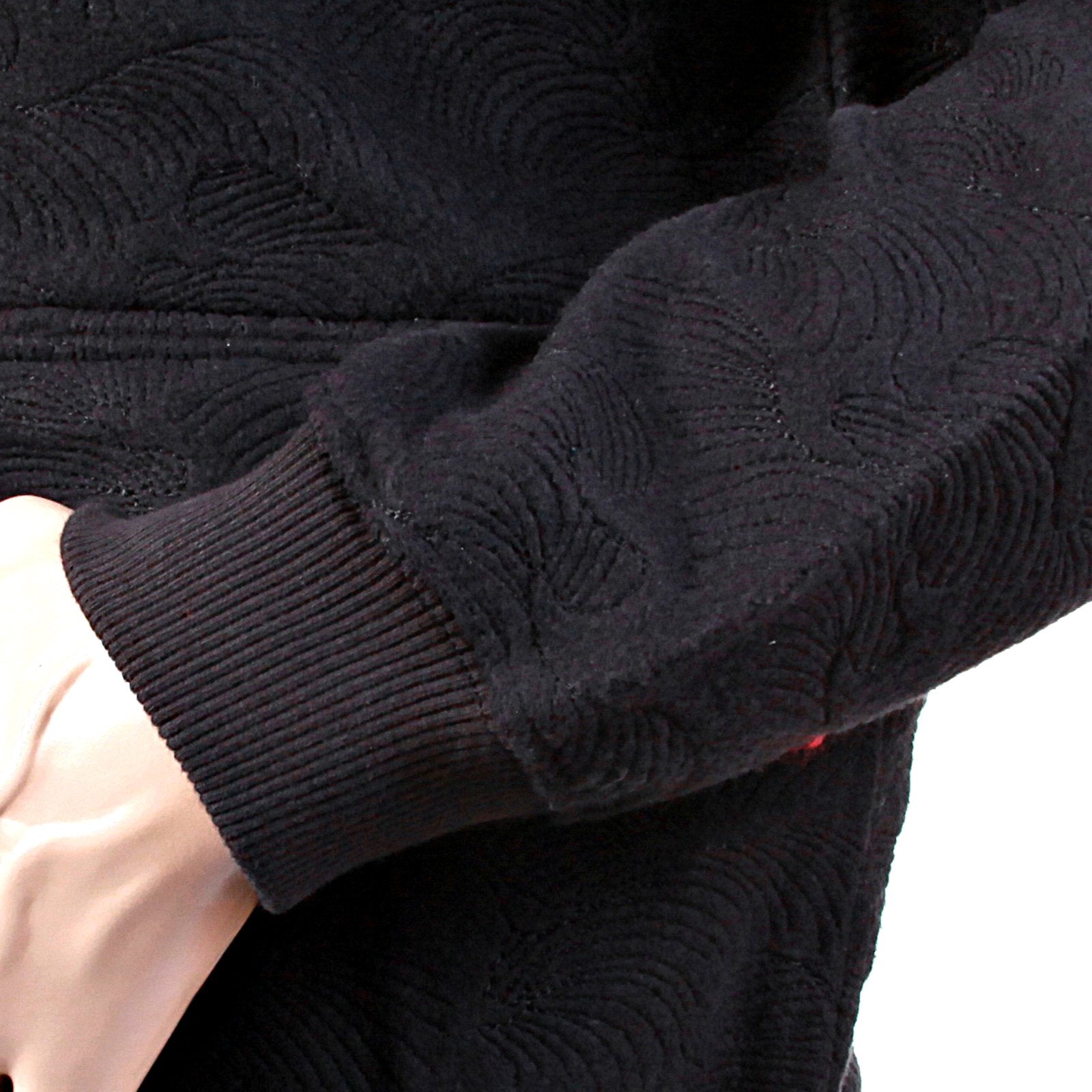 RMC JEANS R6WCTSUNAMIE BLACK LARGE FITTING COTTON ZIPPED TSUNAMI WAVE HOODED SWEATSHIRT REDM1062