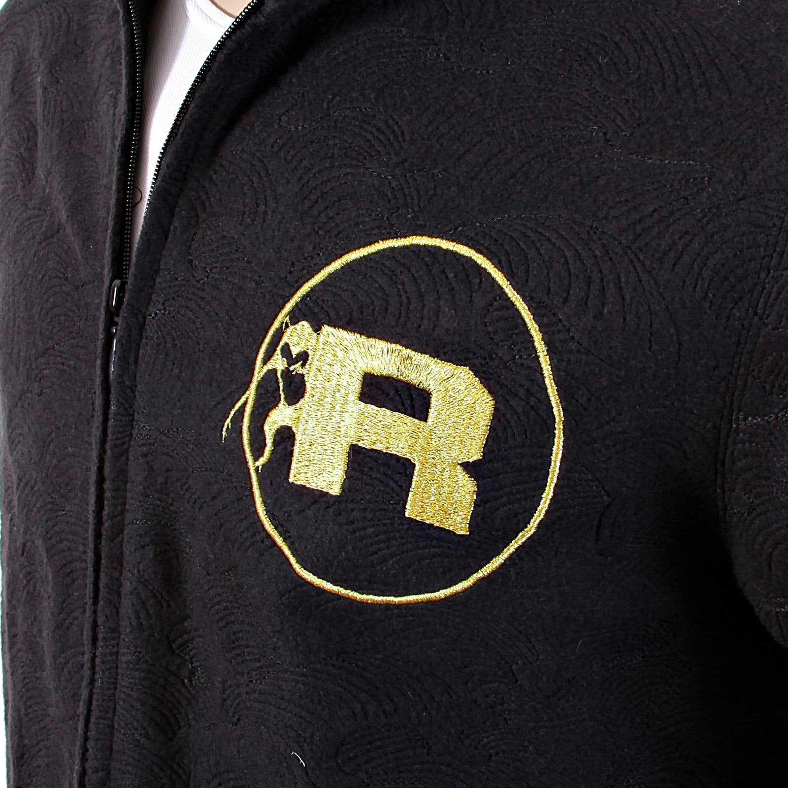 RMC JEANS R6WCTSUNAMIE BLACK LARGE FITTING COTTON ZIPPED TSUNAMI WAVE HOODED SWEATSHIRT REDM1062