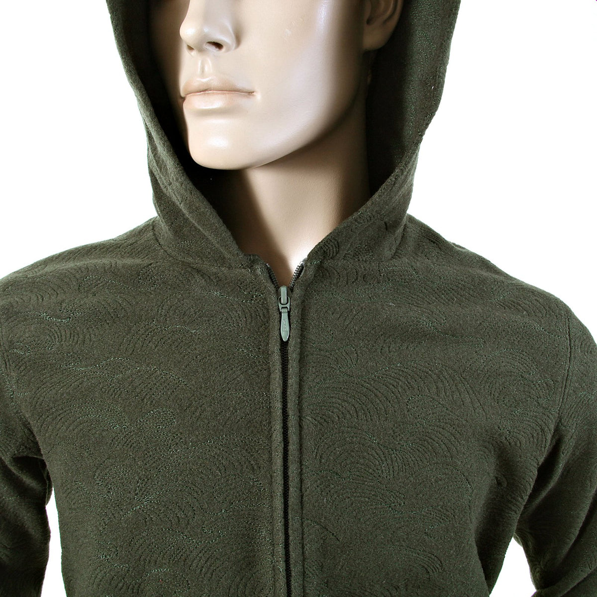RMC MARTIN KSOHOH BOTTLE GREEN WOOL TSUNAMI WAVE R6MPJK492NDG ZIPPED HOODY JACKET MENS REDM1050