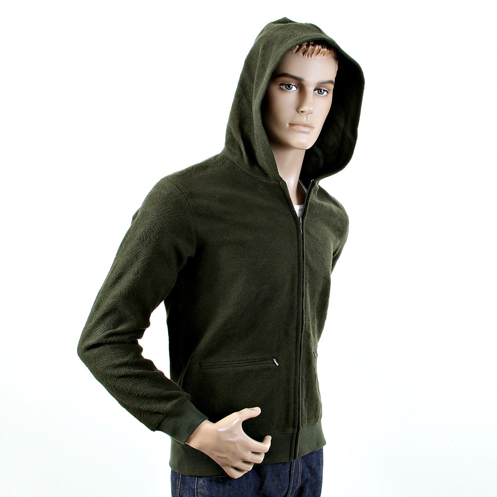 RMC MARTIN KSOHOH BOTTLE GREEN WOOL TSUNAMI WAVE R6MPJK492NDG ZIPPED HOODY JACKET MENS REDM1050