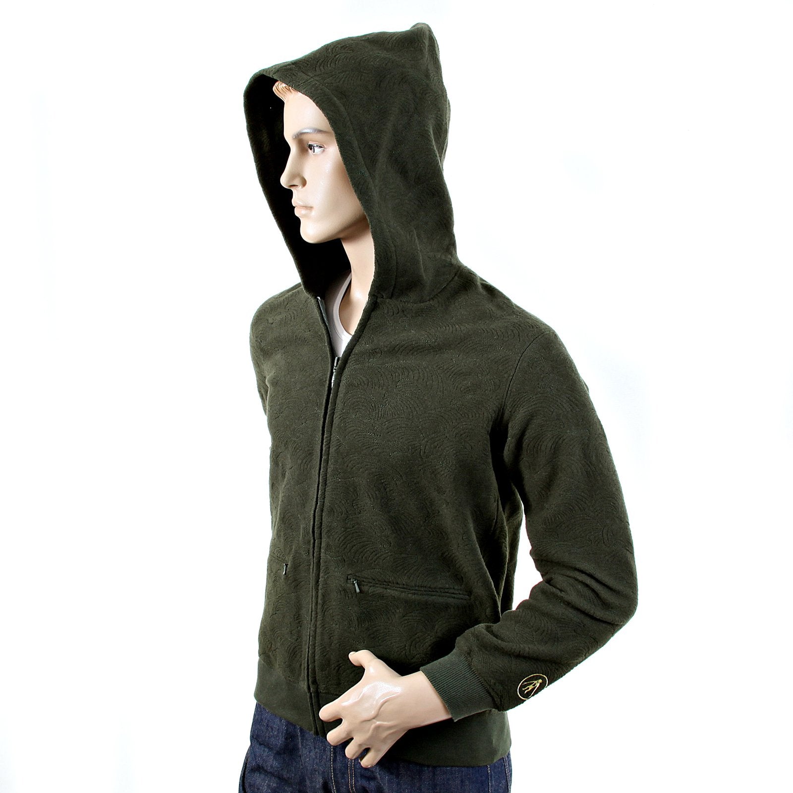 RMC MARTIN KSOHOH BOTTLE GREEN WOOL TSUNAMI WAVE R6MPJK492NDG ZIPPED HOODY JACKET MENS REDM1050