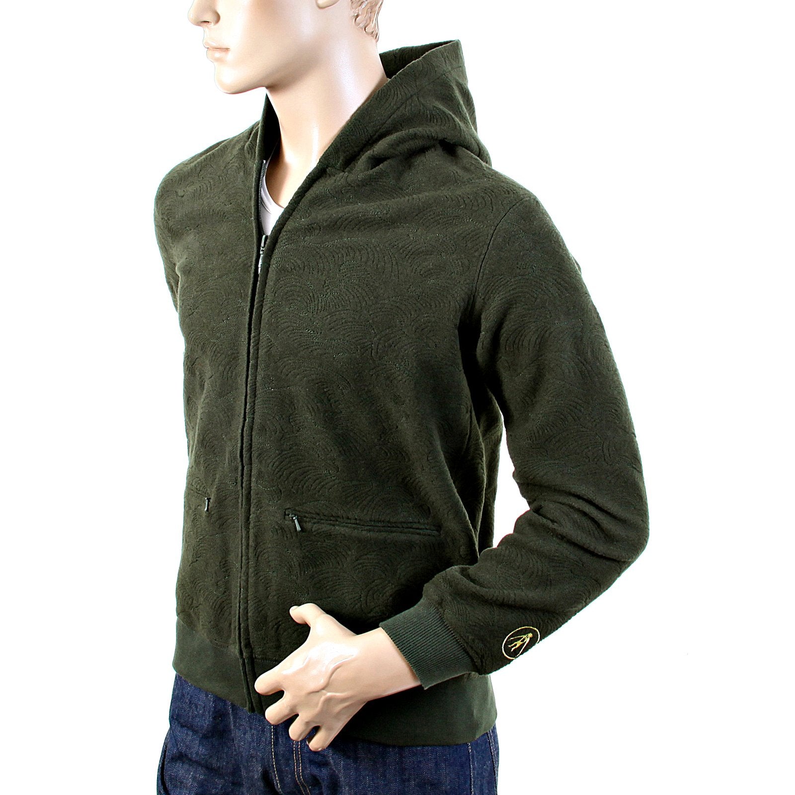 RMC MARTIN KSOHOH BOTTLE GREEN WOOL TSUNAMI WAVE R6MPJK492NDG ZIPPED HOODY JACKET MENS REDM1050