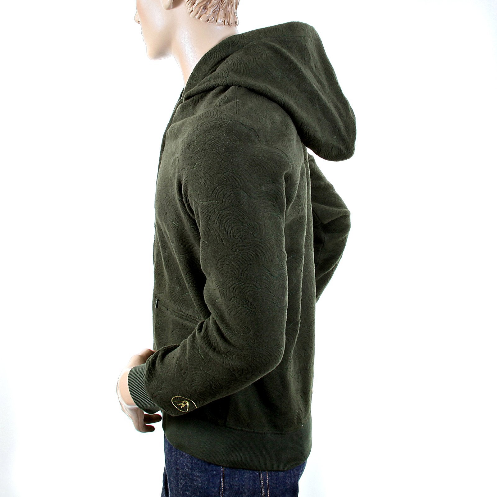 RMC MARTIN KSOHOH BOTTLE GREEN WOOL TSUNAMI WAVE R6MPJK492NDG ZIPPED HOODY JACKET MENS REDM1050