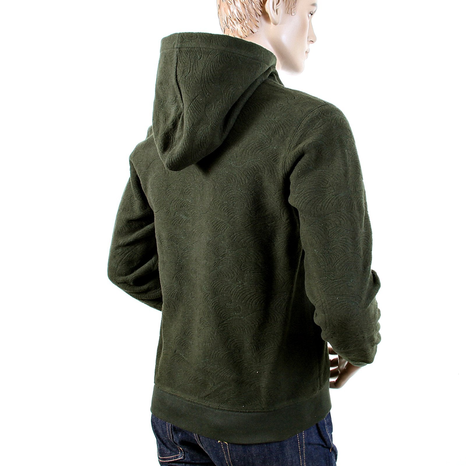 RMC MARTIN KSOHOH BOTTLE GREEN WOOL TSUNAMI WAVE R6MPJK492NDG ZIPPED HOODY JACKET MENS REDM1050