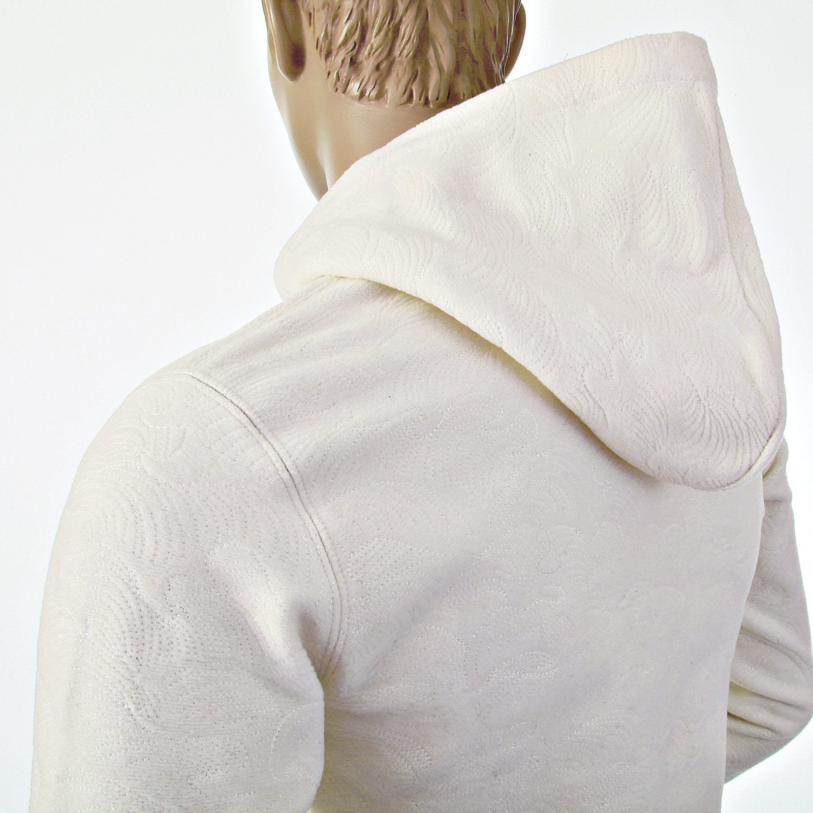 RMC JEANS MENS R6MPJK492WWH WOOL MIX REGULAR FIT HOODED ZIPPED JACKET TSUNAMI WAVE IN IVORY REDM1038