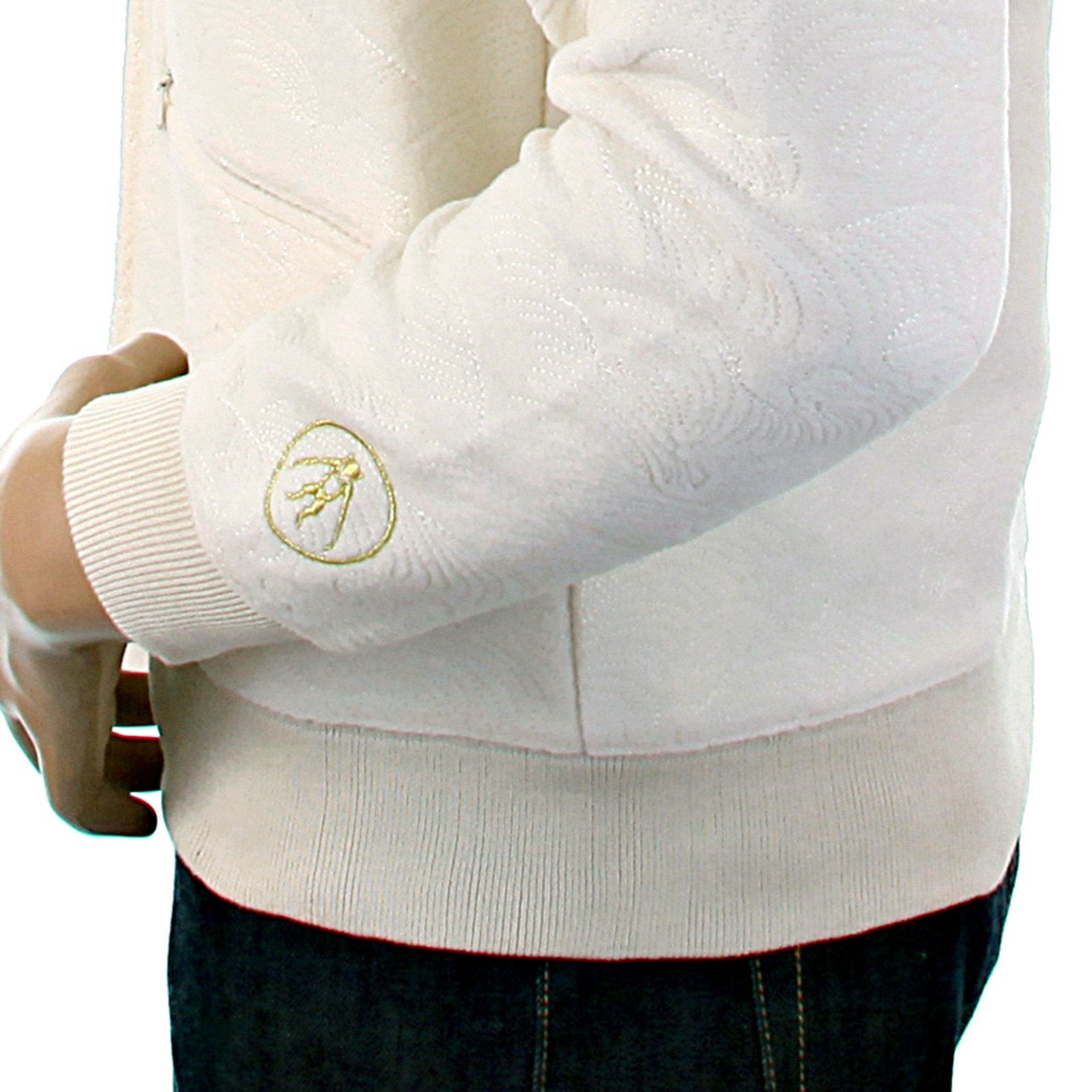 RMC JEANS MENS R6MPJK492WWH WOOL MIX REGULAR FIT HOODED ZIPPED JACKET TSUNAMI WAVE IN IVORY REDM1038