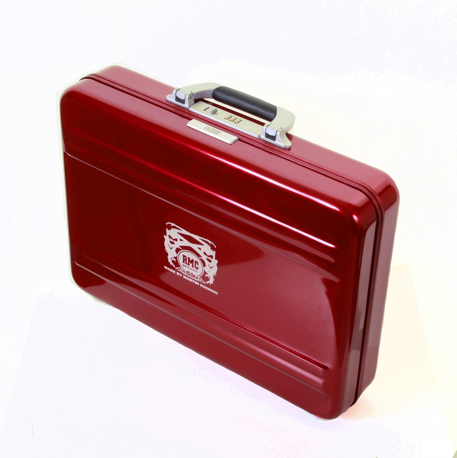 RMC MARTIN KSOHOH X ZERO HALLIBURTON SILVER HANDLE SIGNATURE LIMITED EDITION ALUMINIUM BRIEFCASE IN RED RMC1438