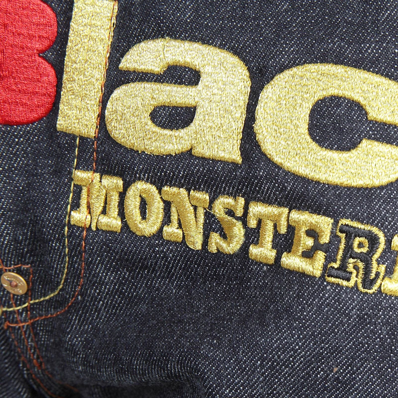 RMC X 4A VERSION MENS LIKE BLACK MODEL 1001 MONSTER RIDER FM UNION GOLD EMBROIDERED JEANS IN INDIGO RMC1939