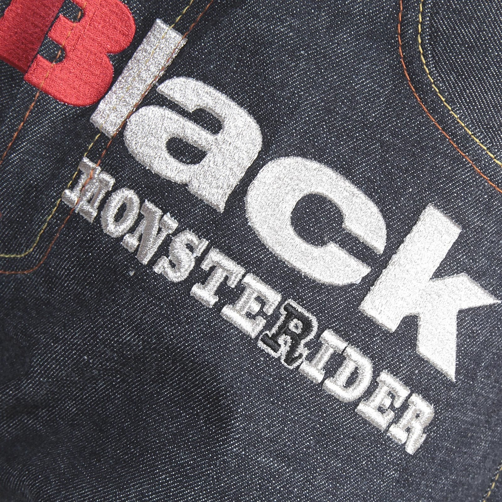RMC X 4A VERSION MENS INDIGO RAW SELVEDGE DENIM 1001 MODEL BLACK MONSTER RIDER FM UNION EMBROIDERED JEANS RMC1940