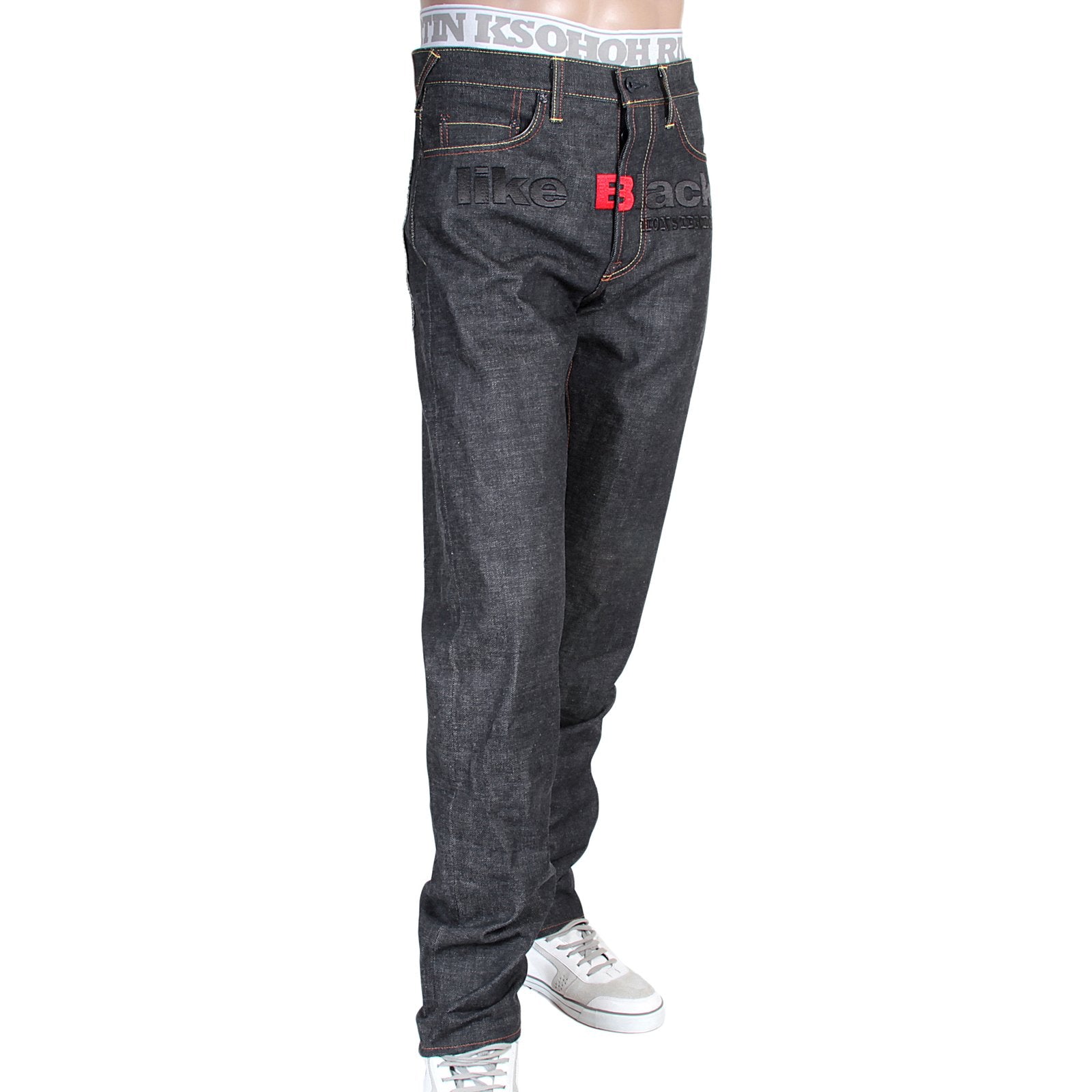 RMC X 4A VERSION MENS INDIGO RAW SELVEDGE 1001 LIKE BLACK MONSTER RIDER FM UNION EMBROIDERED DENIM JEANS RMC1942