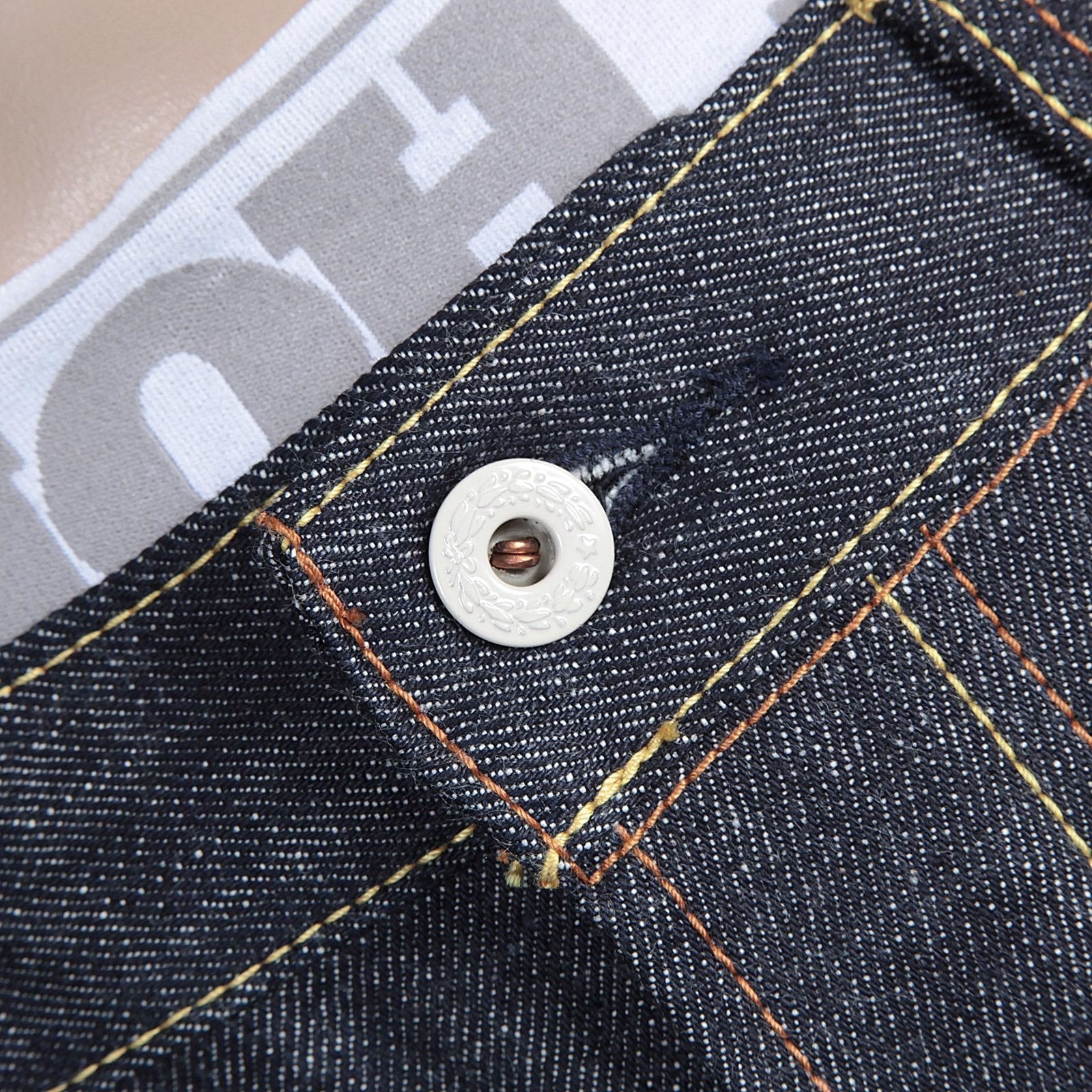 RMC X 4A VERSION MENS INDIGO RAW SELVEDGE 1001 BLACK FM UNION MONSTER RIDER EMBROIDERED DENIM JEANS RMC1943