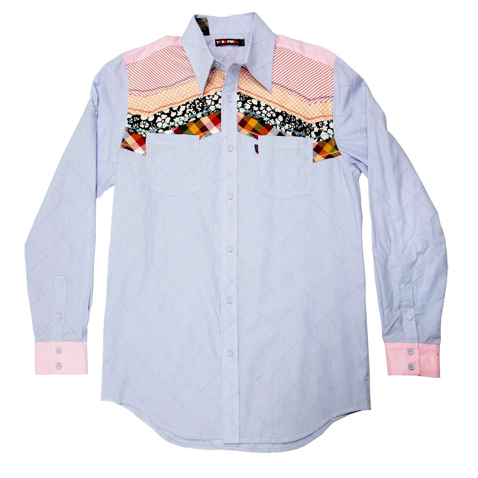 YOROPIKO MENS LONG SLEEVE REGULAR FIT DIAMOND JAQUARD SOFT POINTED COLLAR SHIRT YORO0244A