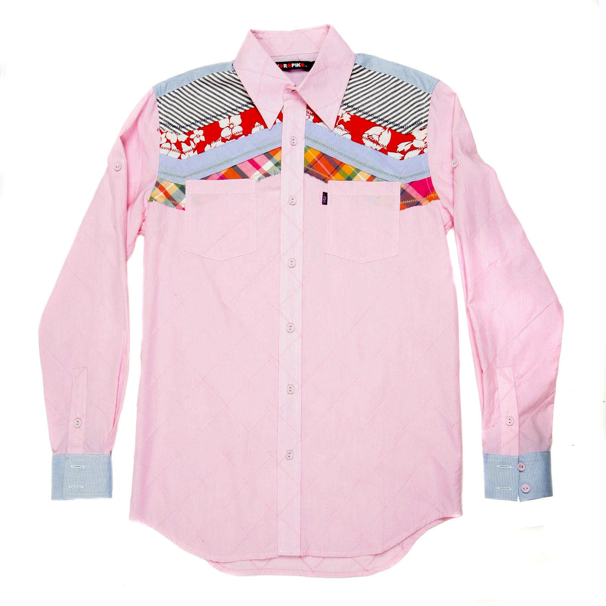 YOROPIKO PINK DIAMOND JAQUARD LONG SLEEVE REGULAR FIT SHIRT WITH SOFT POINTED COLLAR FOR MEN YORO0260