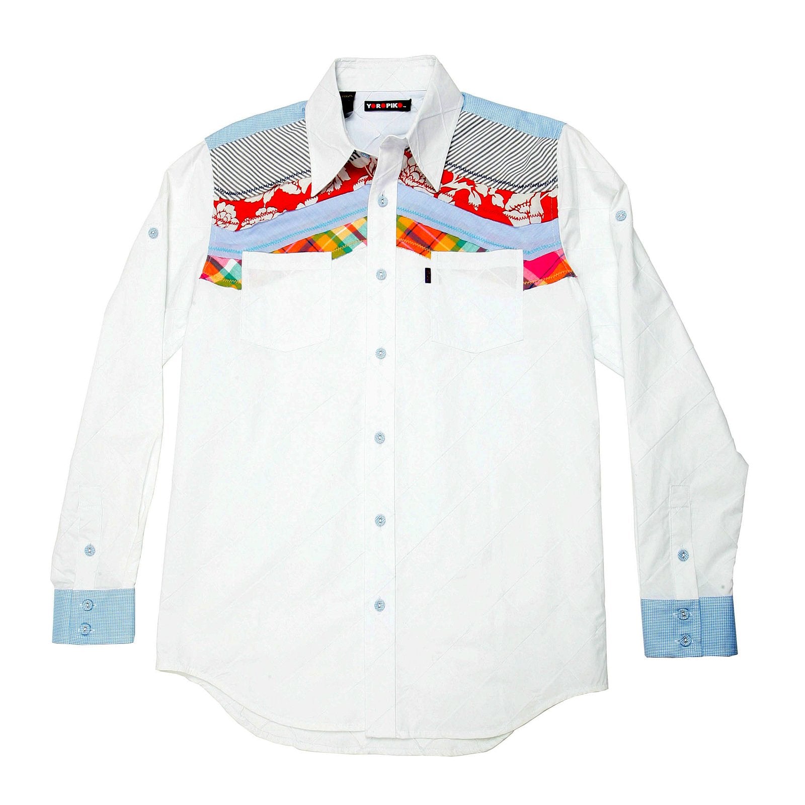 YOROPIKO DIAMOND JAQUARD REGULAR FIT WHITE MENS LONG SLEEVE SHIRT YORO0261