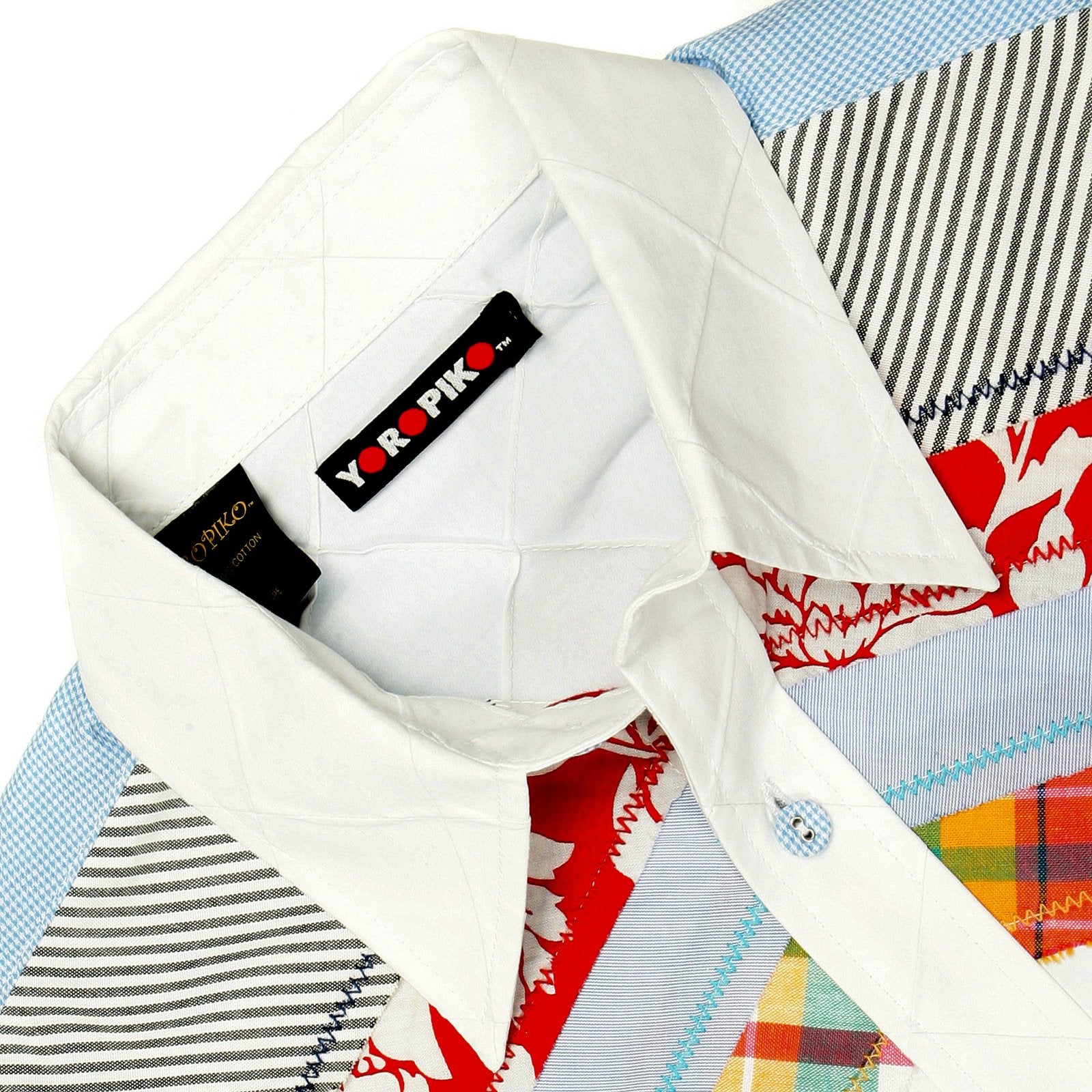 YOROPIKO DIAMOND JAQUARD REGULAR FIT WHITE MENS LONG SLEEVE SHIRT YORO0261