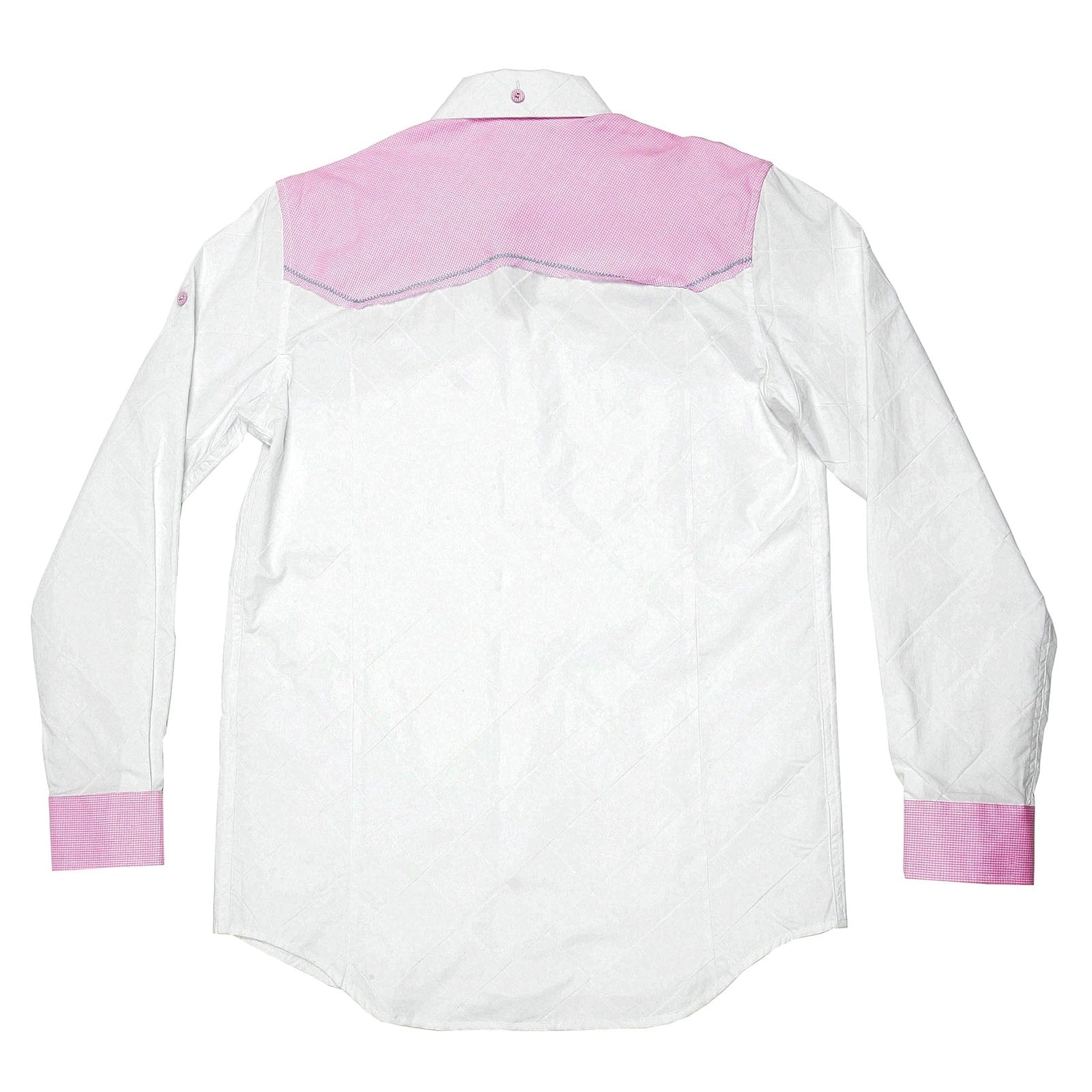 YOROPIKO PINK AND WHITE SOFT COLLAR PRINTED REGULAR FIT DIAMOND JACQUARD MENS LONG SLEEVE SHIRT YORO0264A