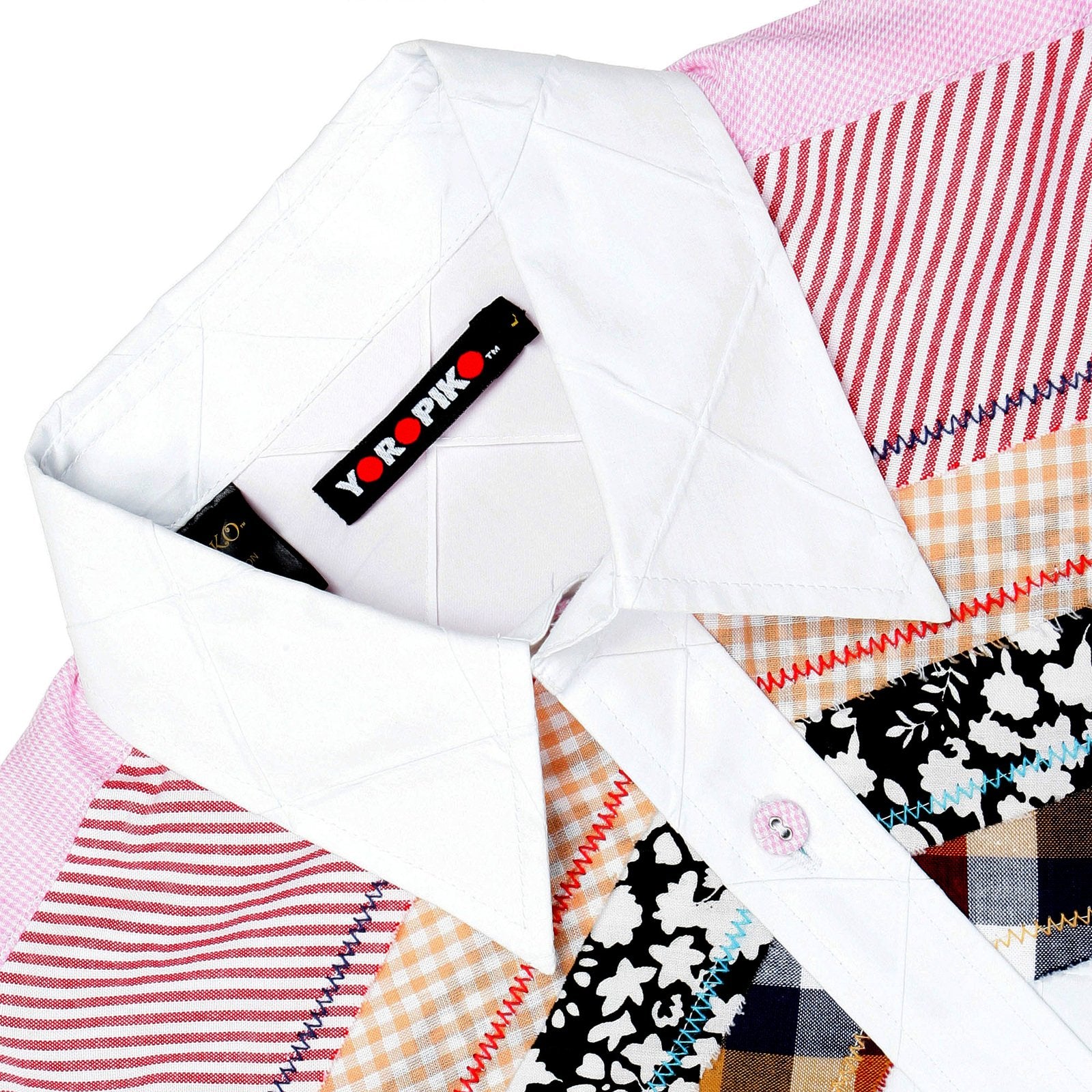 YOROPIKO PINK AND WHITE SOFT COLLAR PRINTED REGULAR FIT DIAMOND JACQUARD MENS LONG SLEEVE SHIRT YORO0264A