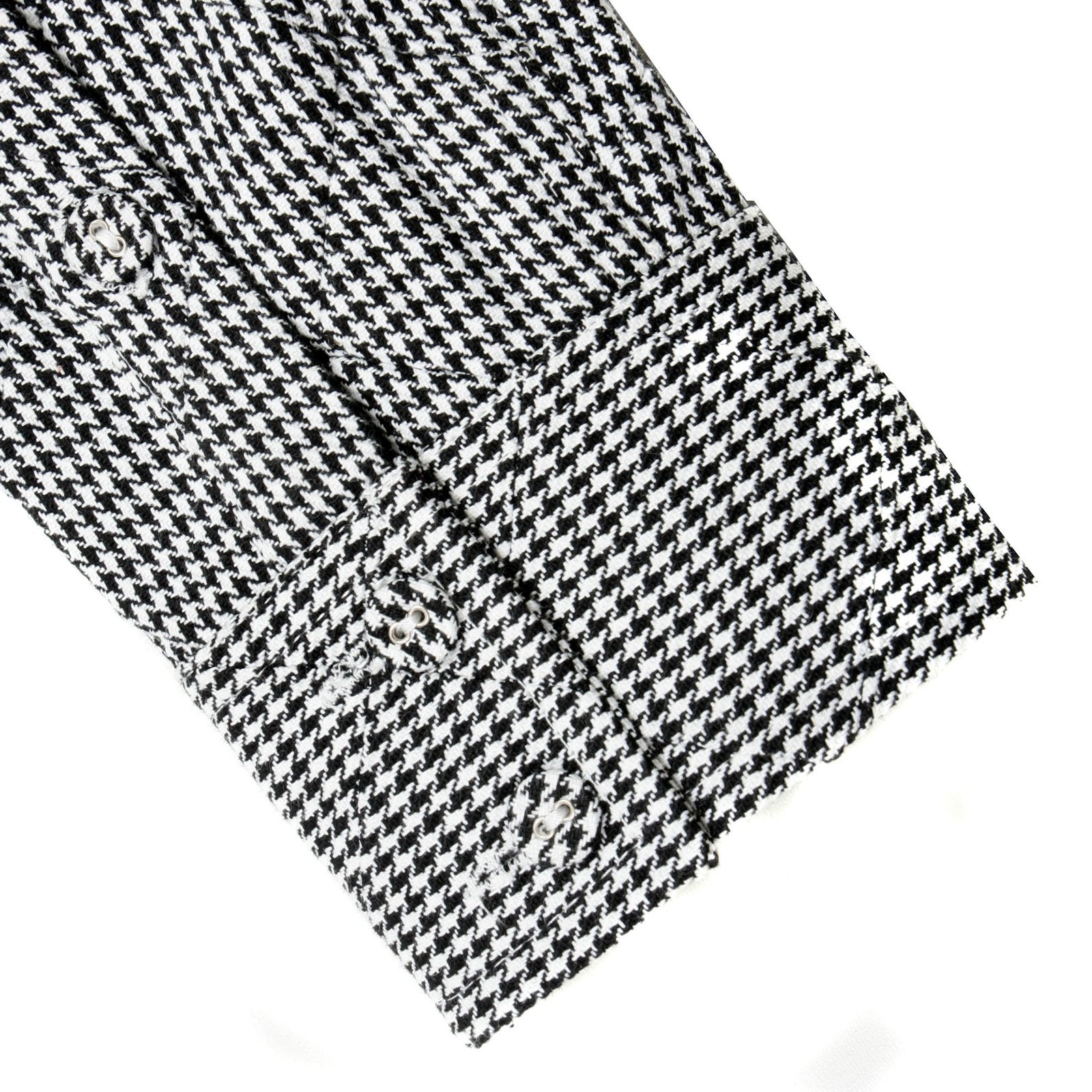 YOROPIKO DIAMOND JACQUARD BLACK AND WHITE DOG TOOTH CHECK REGULAR FIT SOFT COLLAR LONG SLEEVE SHIRT YORO0267