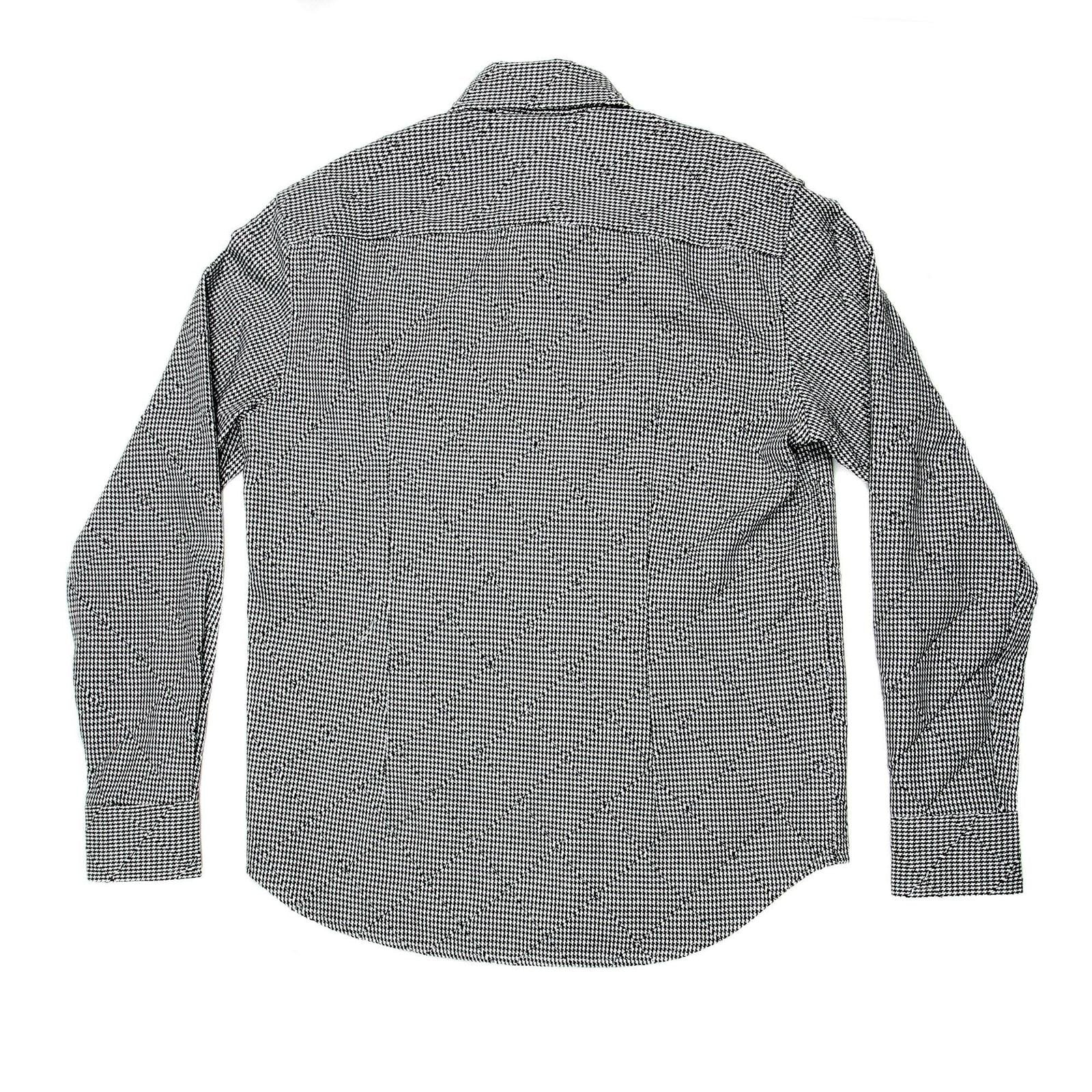 YOROPIKO DIAMOND JACQUARD BLACK AND WHITE DOG TOOTH CHECK REGULAR FIT SOFT COLLAR LONG SLEEVE SHIRT YORO0267