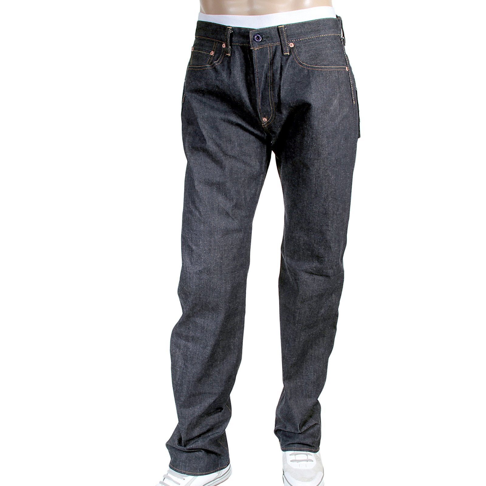 RMC JEANS 1001 MODEL JAPANESE HAND EMBROIDERED LOGO INDIGO RED LINE RAW SELVEDGE DENIM JEANS RMC3744